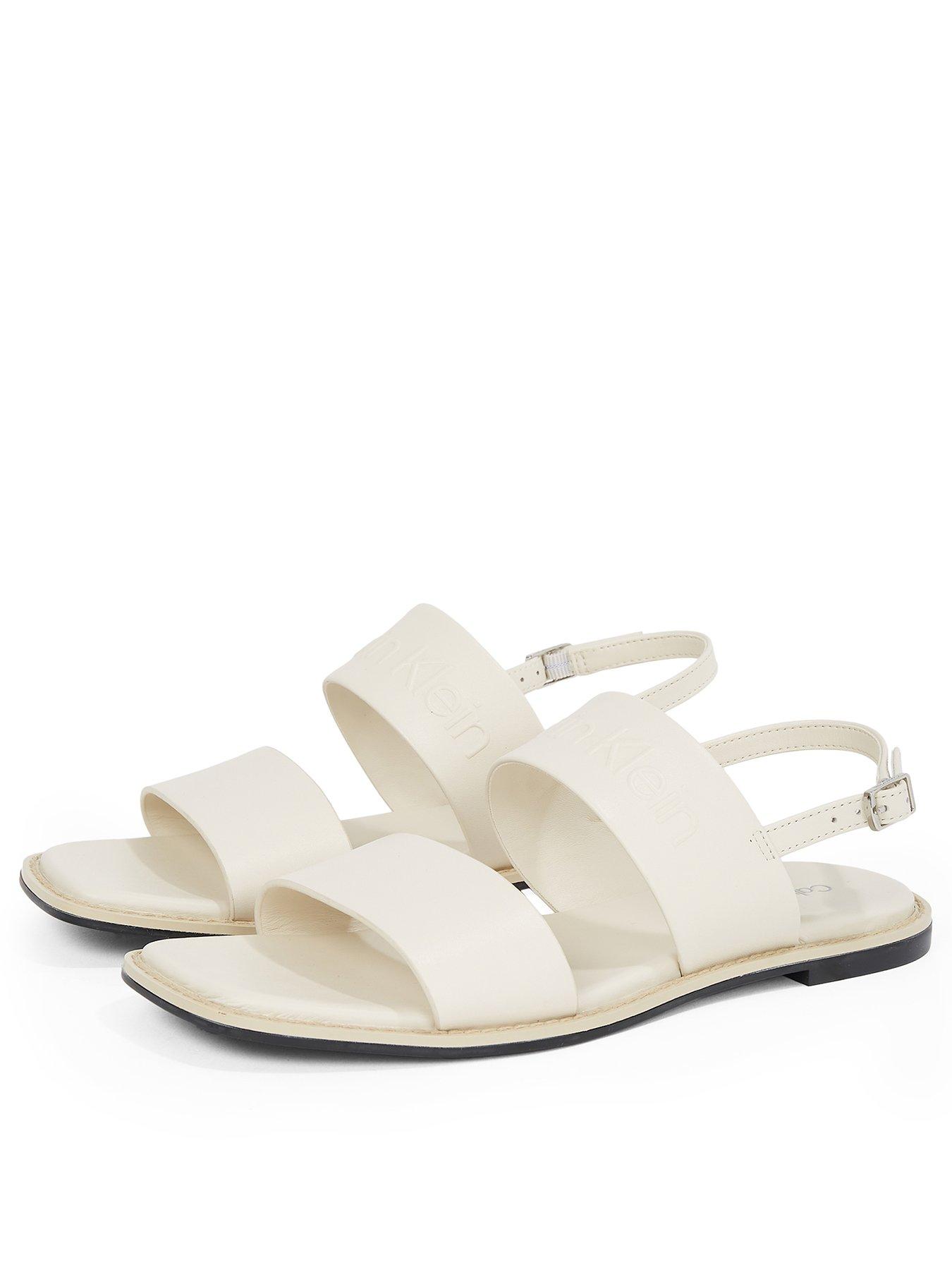 Calvin Klein Double Strap Logo Sandal - White