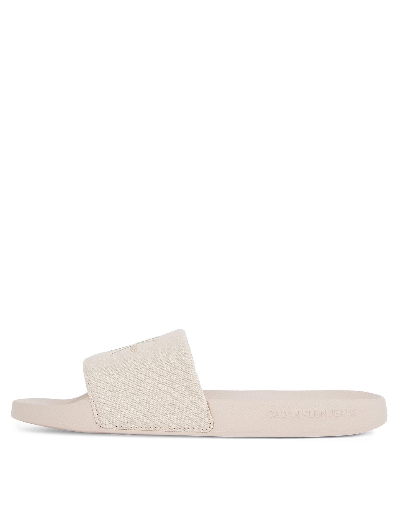 Image 1 of 4 of Calvin Klein Jeans Monogram Sliders - Pink