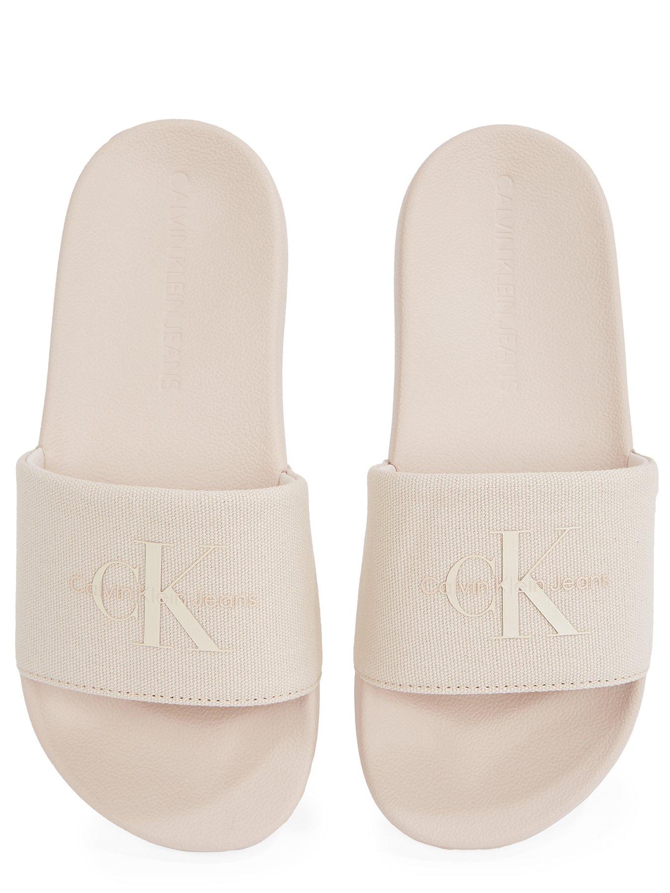 Image 3 of 4 of Calvin Klein Jeans Monogram Sliders - Pink