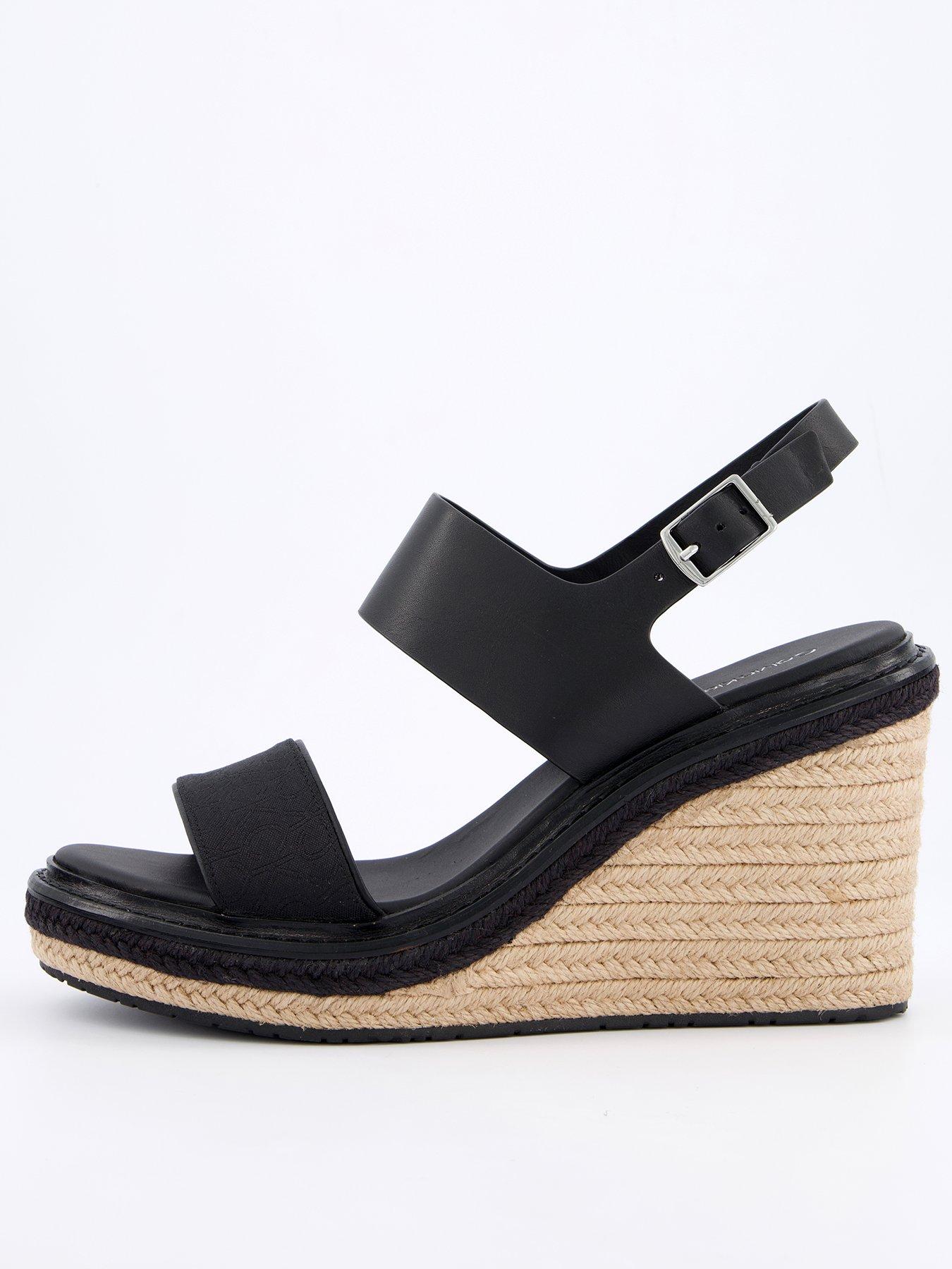 Calvin Klein Espadrille Wedge Sandal - Black