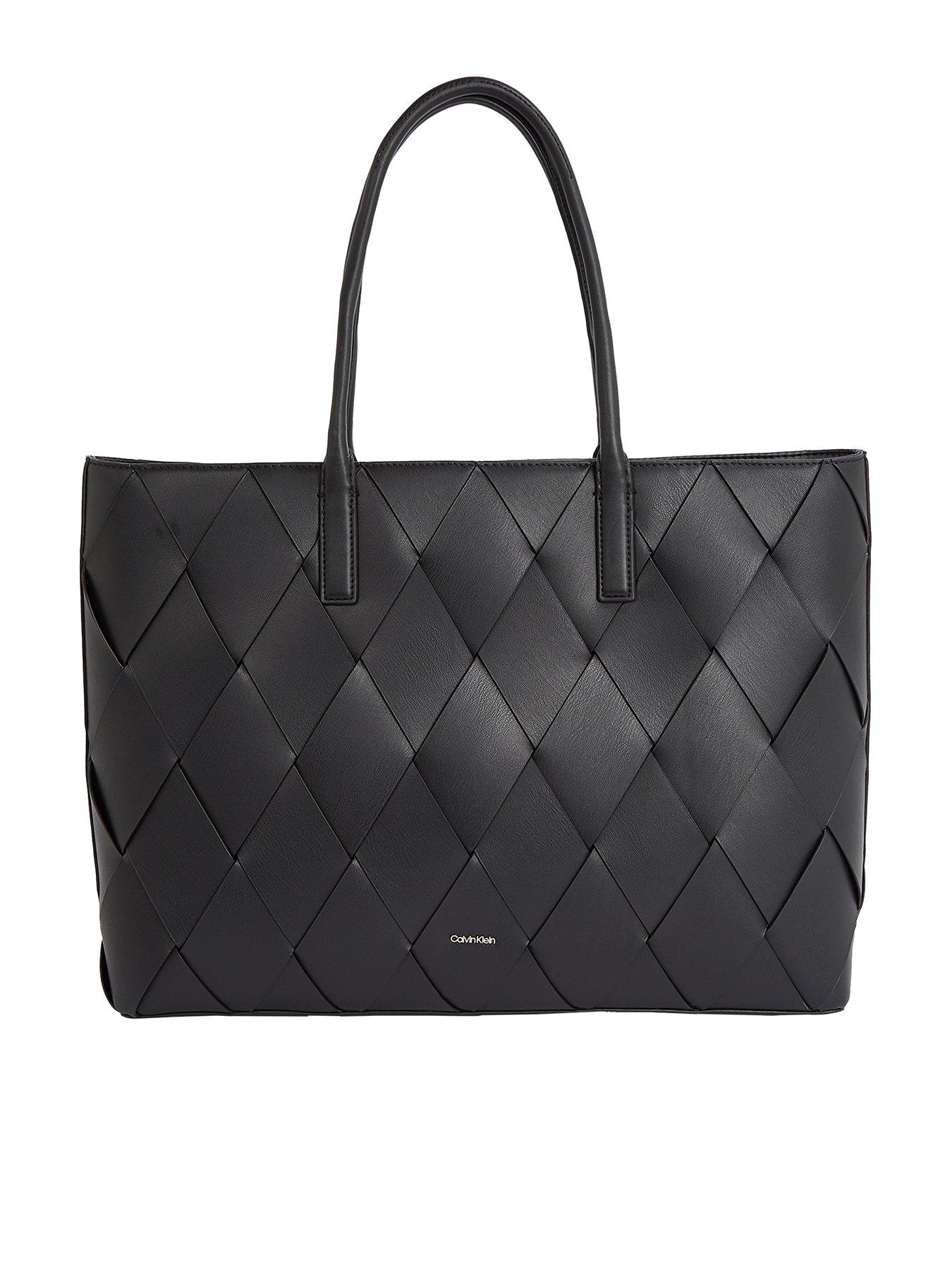 Image 1 of 4 of Calvin Klein Woven Medium Shopper Bag - Black
