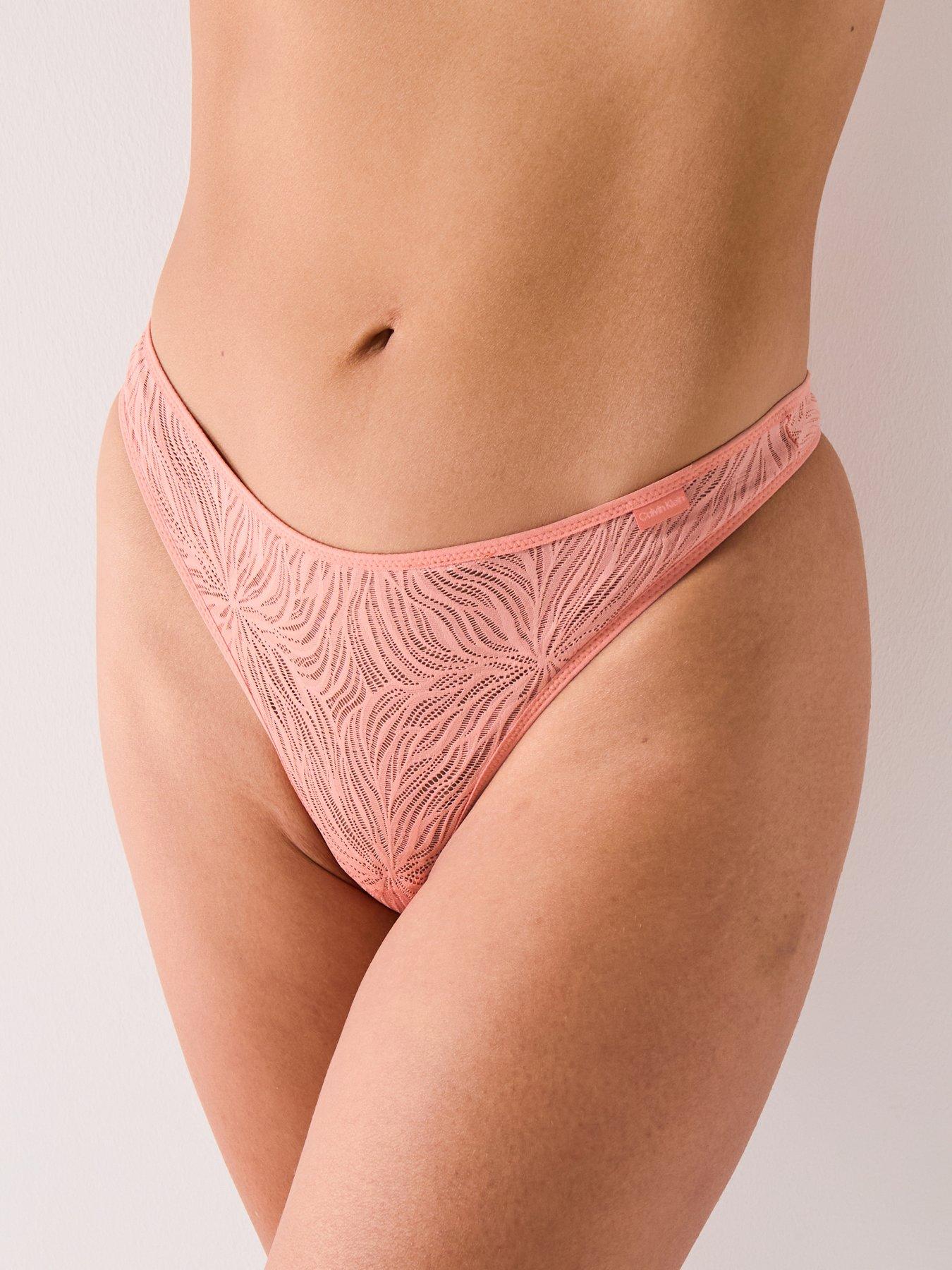 Calvin Klein Sheer Marq Lace Thong - Orange
