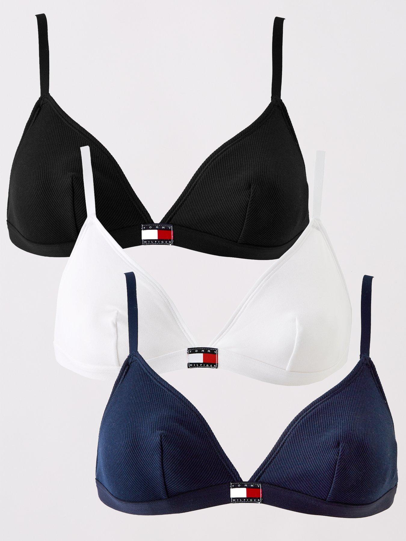 Image of Tommy Hilfiger 3 Pack Heritage Triangle Bralette - Black
