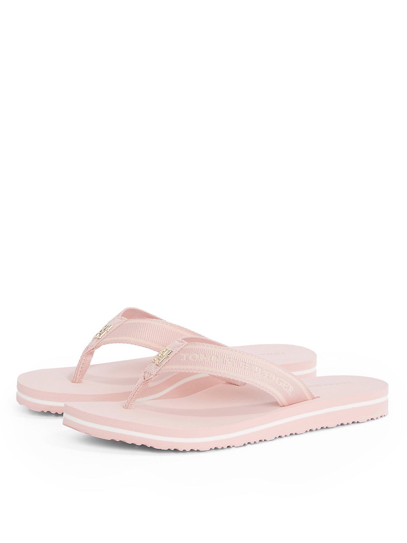 Image 2 of 5 of Tommy Hilfiger Logo Webbing Flip Flops - Pink