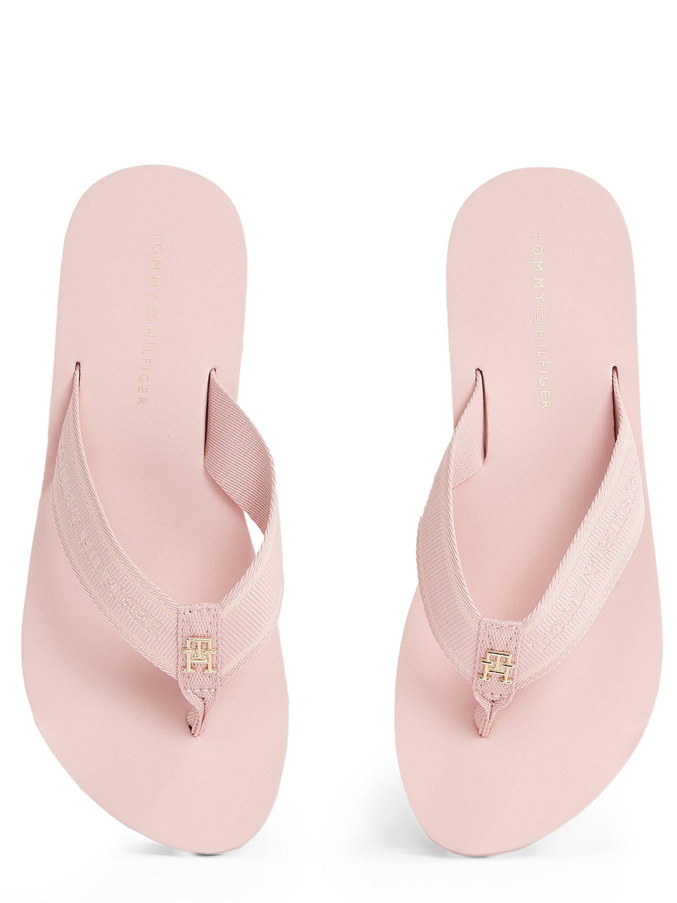 Image 4 of 5 of Tommy Hilfiger Logo Webbing Flip Flops - Pink