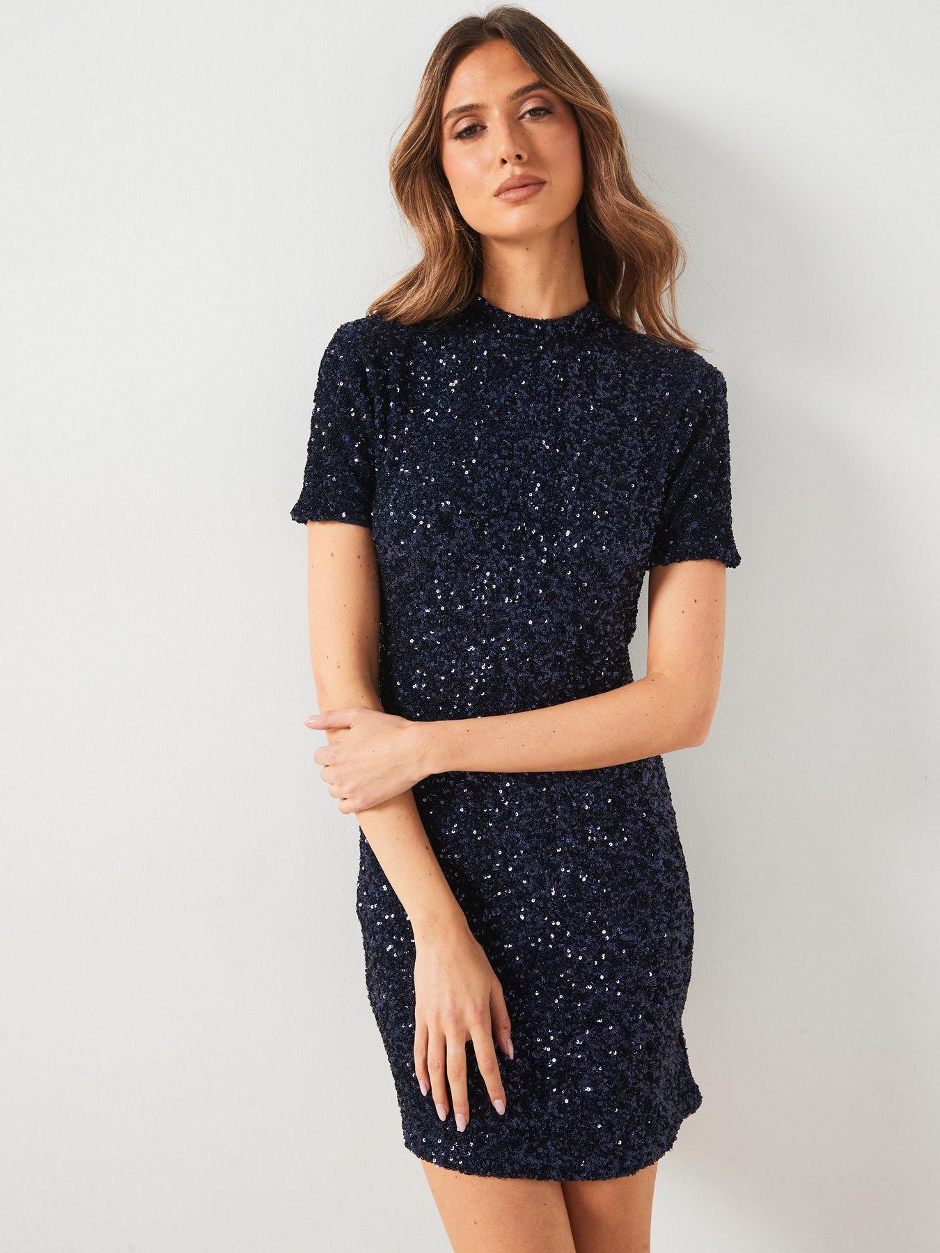 mango-sequin-mini-dress-blue