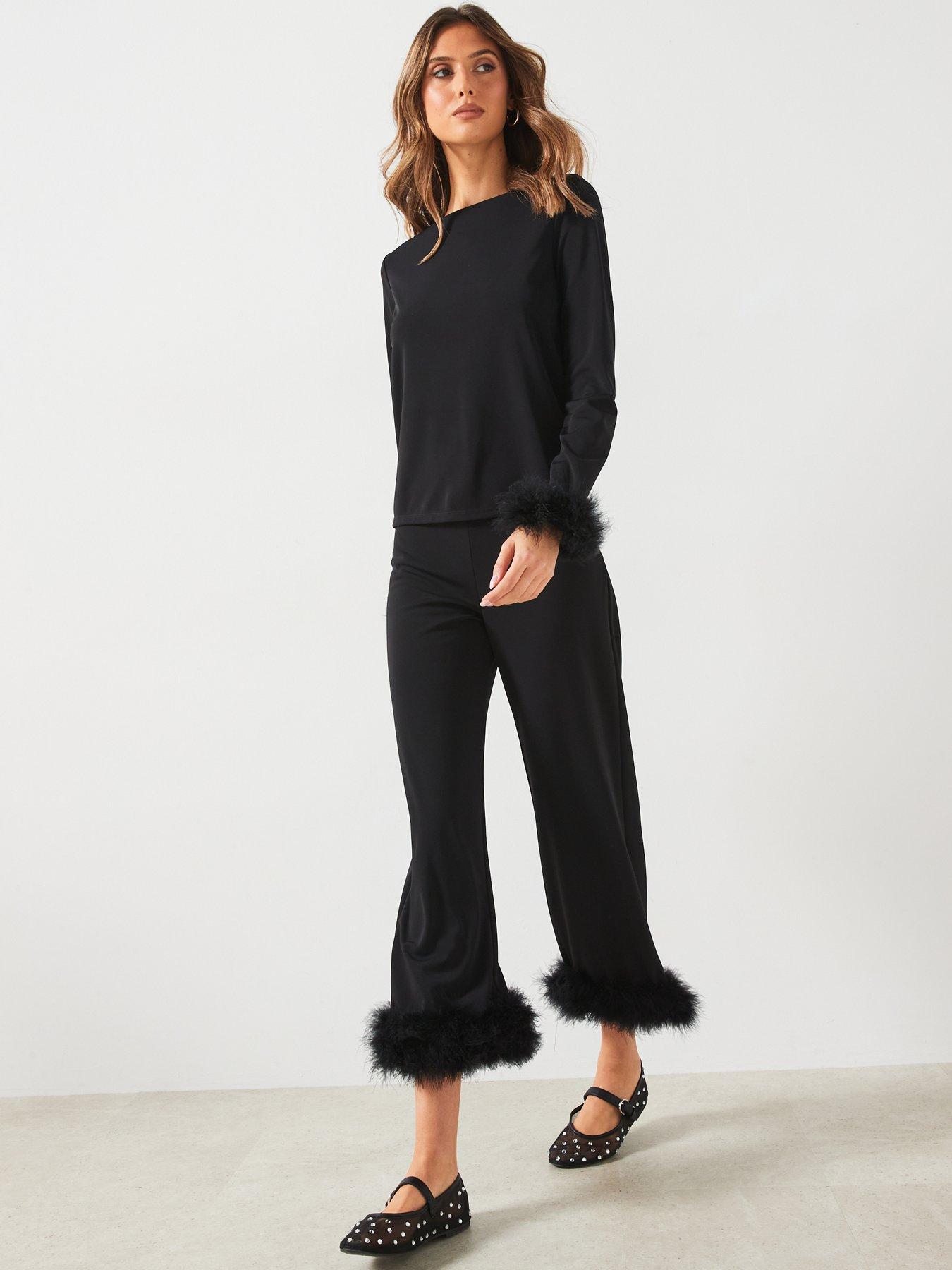 mango-feather-trim-trouser-co-ordback