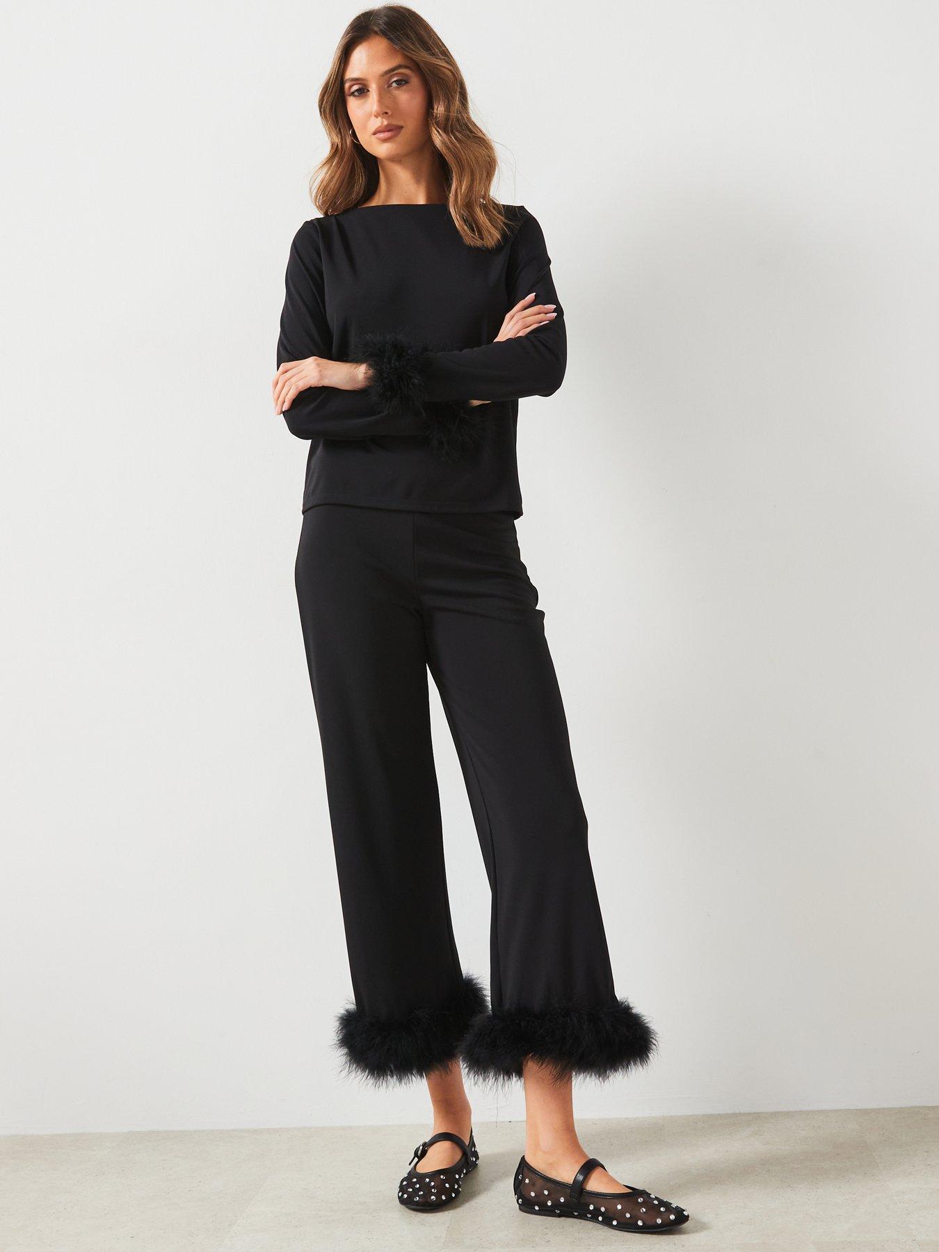 mango-feather-trim-trouser-co-ordoutfit