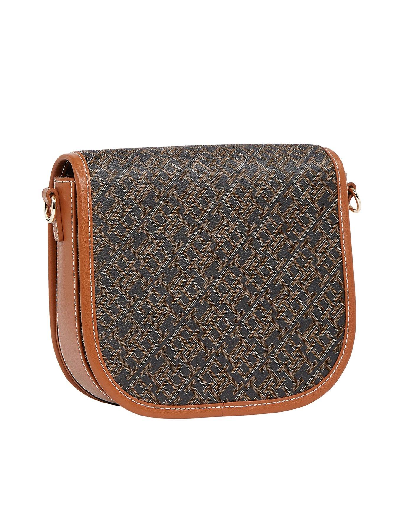 Image 2 of 4 of Tommy Hilfiger Monogram Logo Leather Saddle Bag - Black
