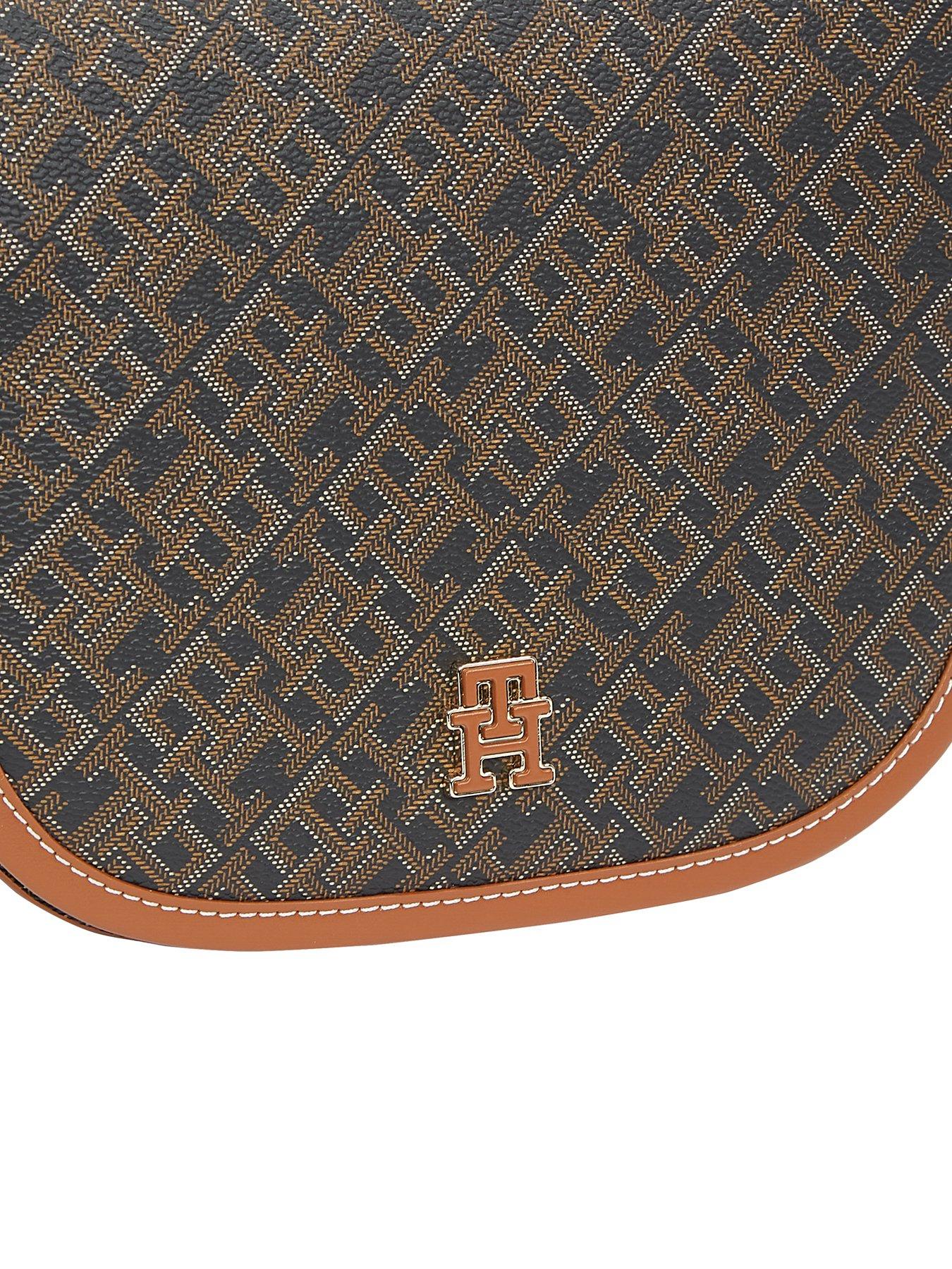 Image 3 of 4 of Tommy Hilfiger Monogram Logo Leather Saddle Bag - Black