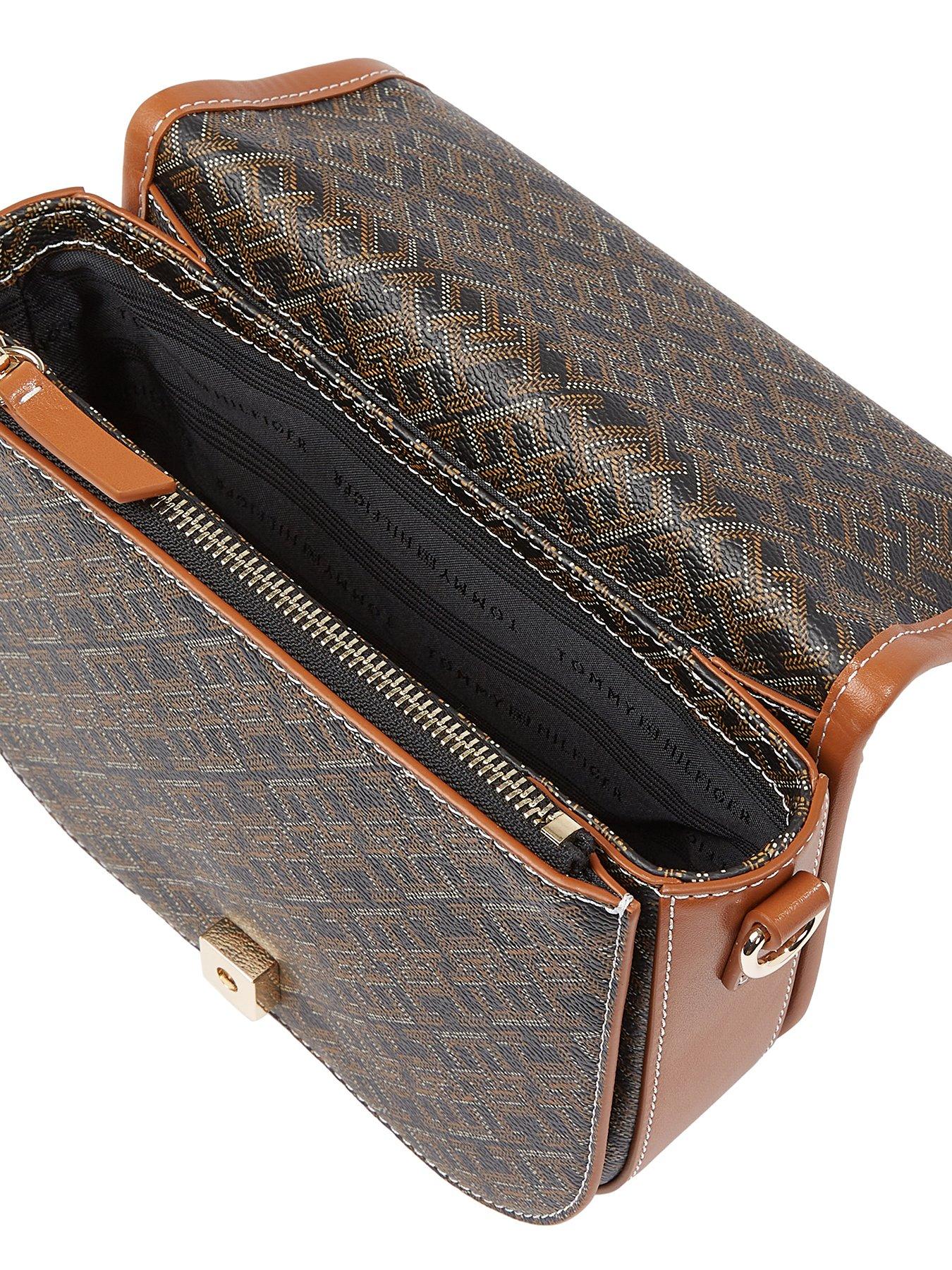 Image 4 of 4 of Tommy Hilfiger Monogram Logo Leather Saddle Bag - Black