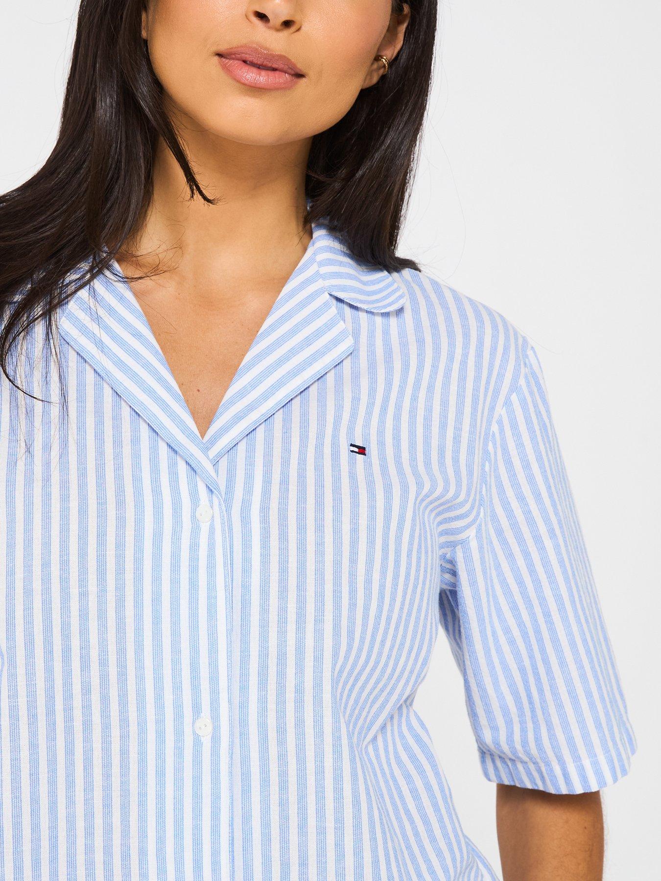 tommy-hilfiger-essentials-linen-short-pyjama-set-blueoutfit