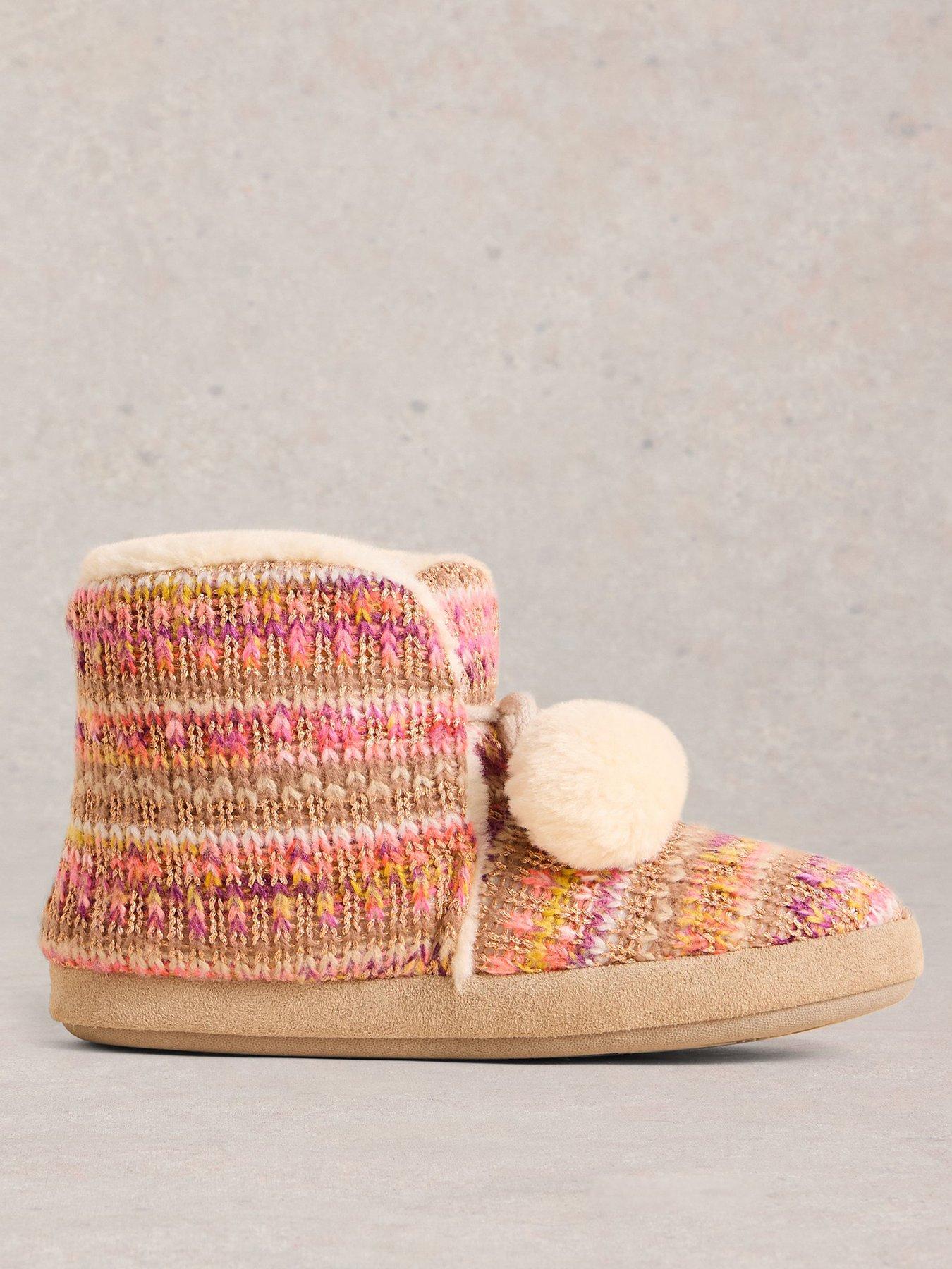 White Stuff Knitted Bootie Slipper - Beige