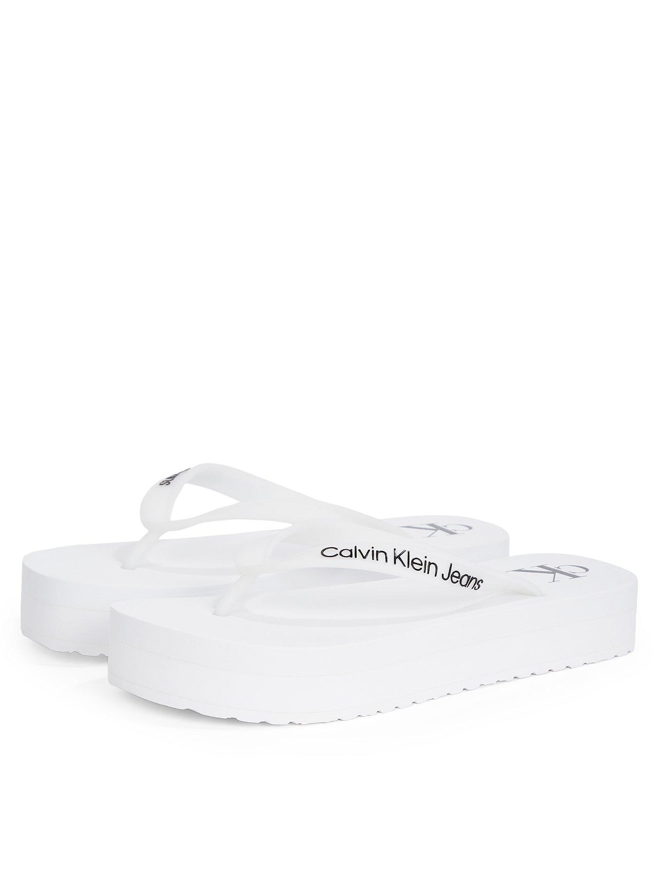 Calvin Klein Jeans Flatform Logo Flip-Flop - White