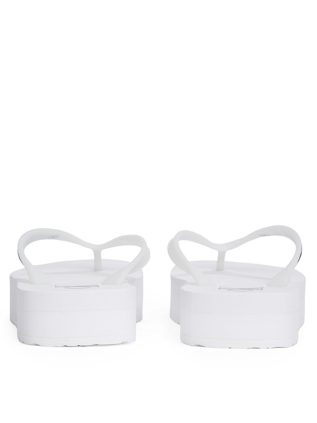 Image 3 of 5 of Calvin Klein Jeans Flatform Logo Flip-Flop - White