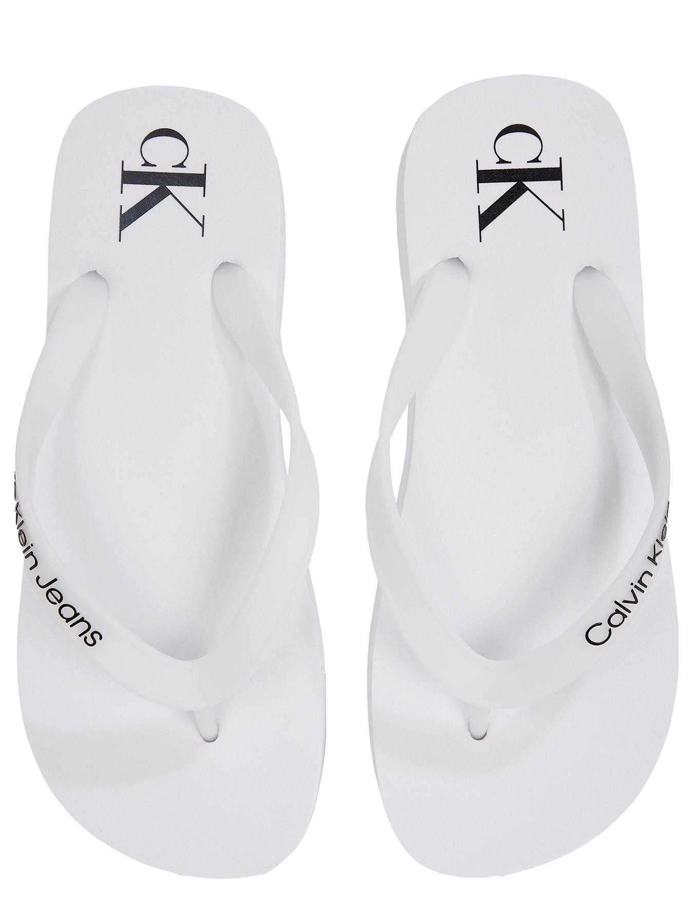 Image 4 of 5 of Calvin Klein Jeans Flatform Logo Flip-Flop - White