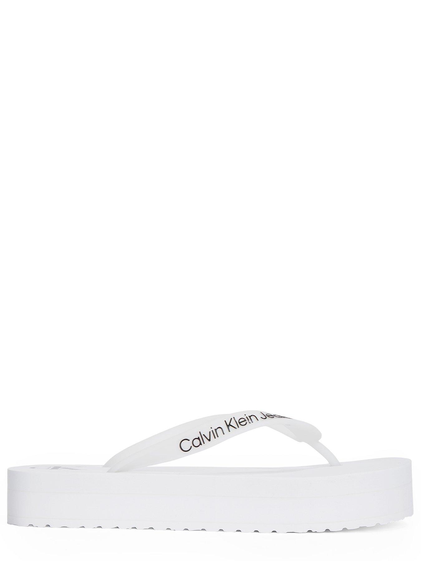 Image 5 of 5 of Calvin Klein Jeans Flatform Logo Flip-Flop - White