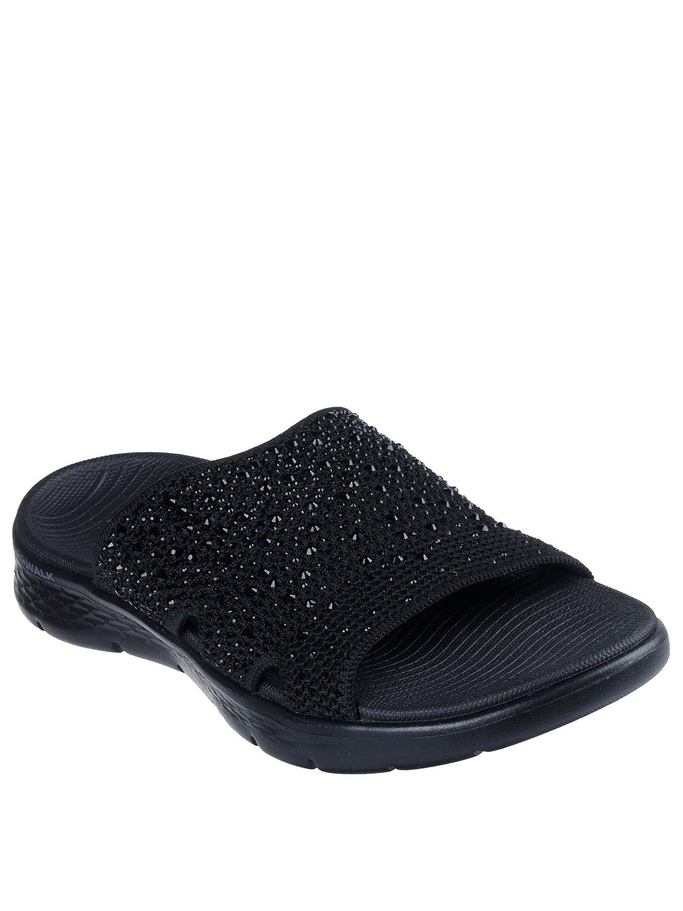 skechers-go-walk-flex-sandal-glitz-blackstillFront