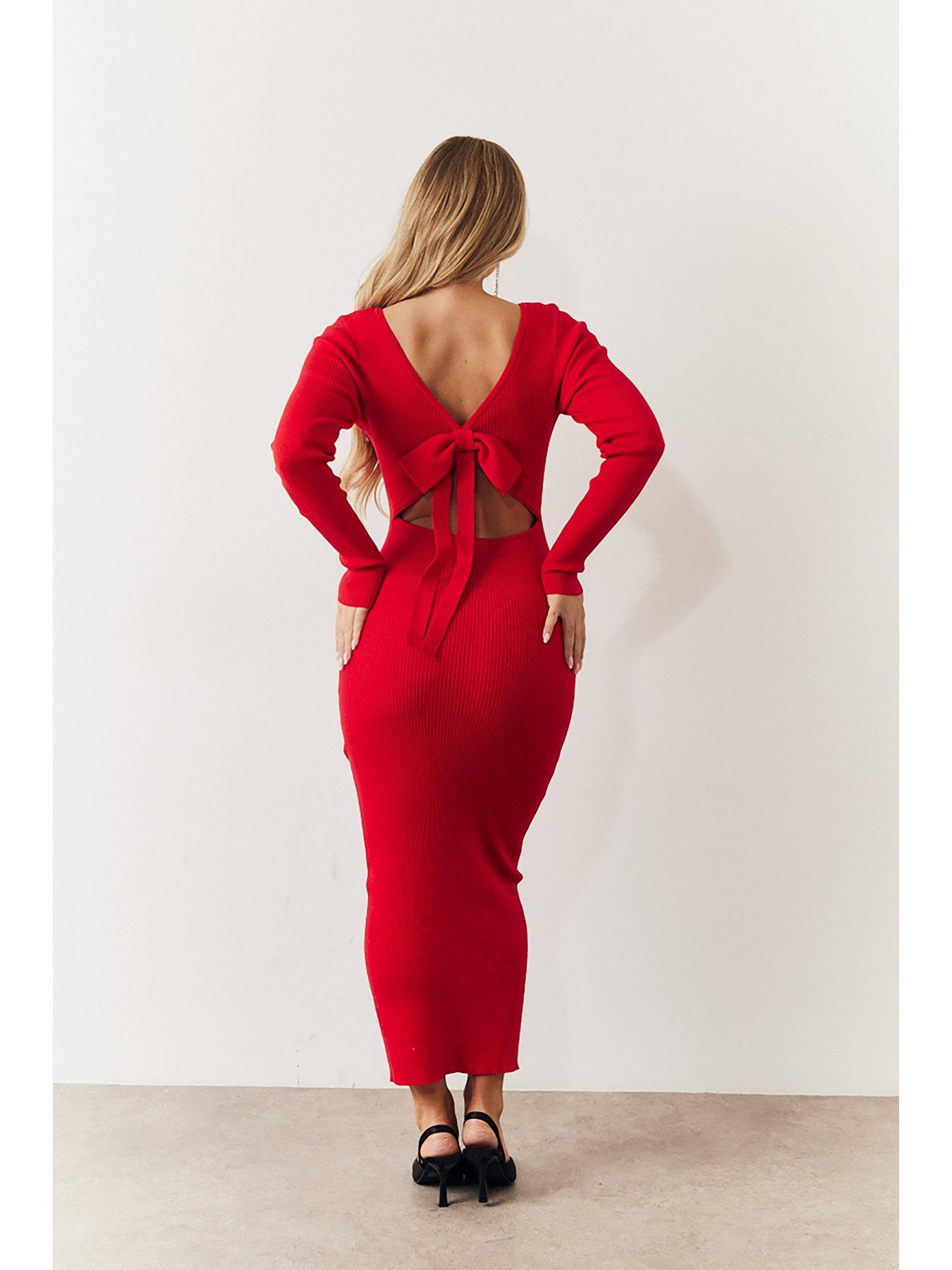 in-the-style-perrie-sian-bow-back-detail-midaxi-dress-redstillFront