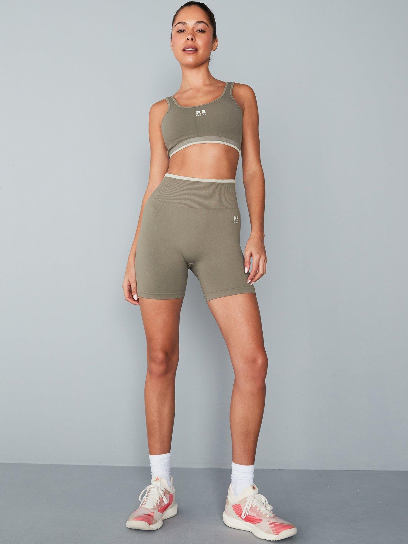P.E Nation Womens Training Restore Seamless 5 Bike Shorts - Khaki
