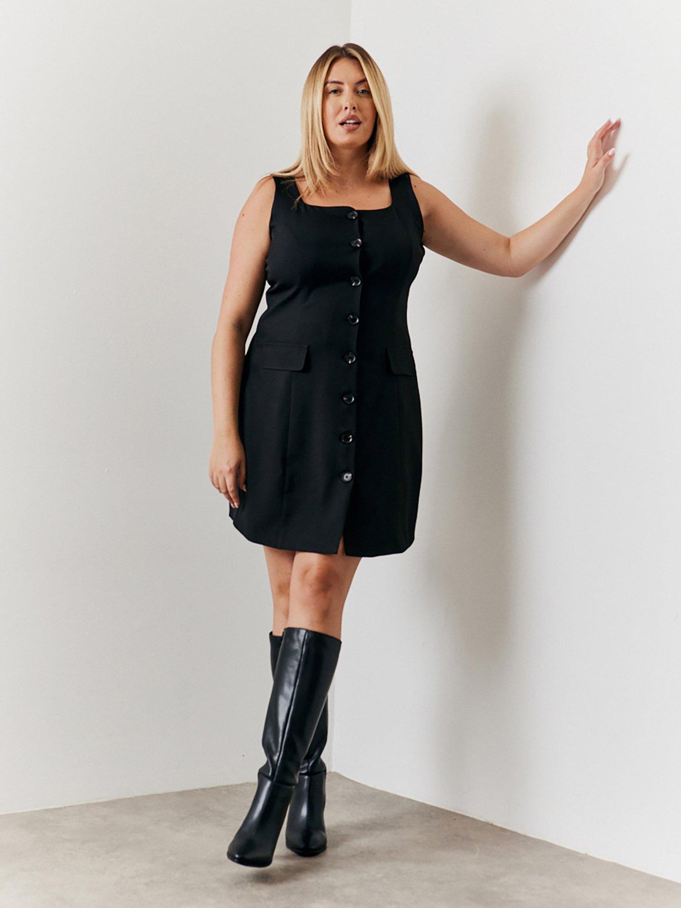 in-the-style-hannah-brown-tailored-square-neck-mini-dress-blackfront