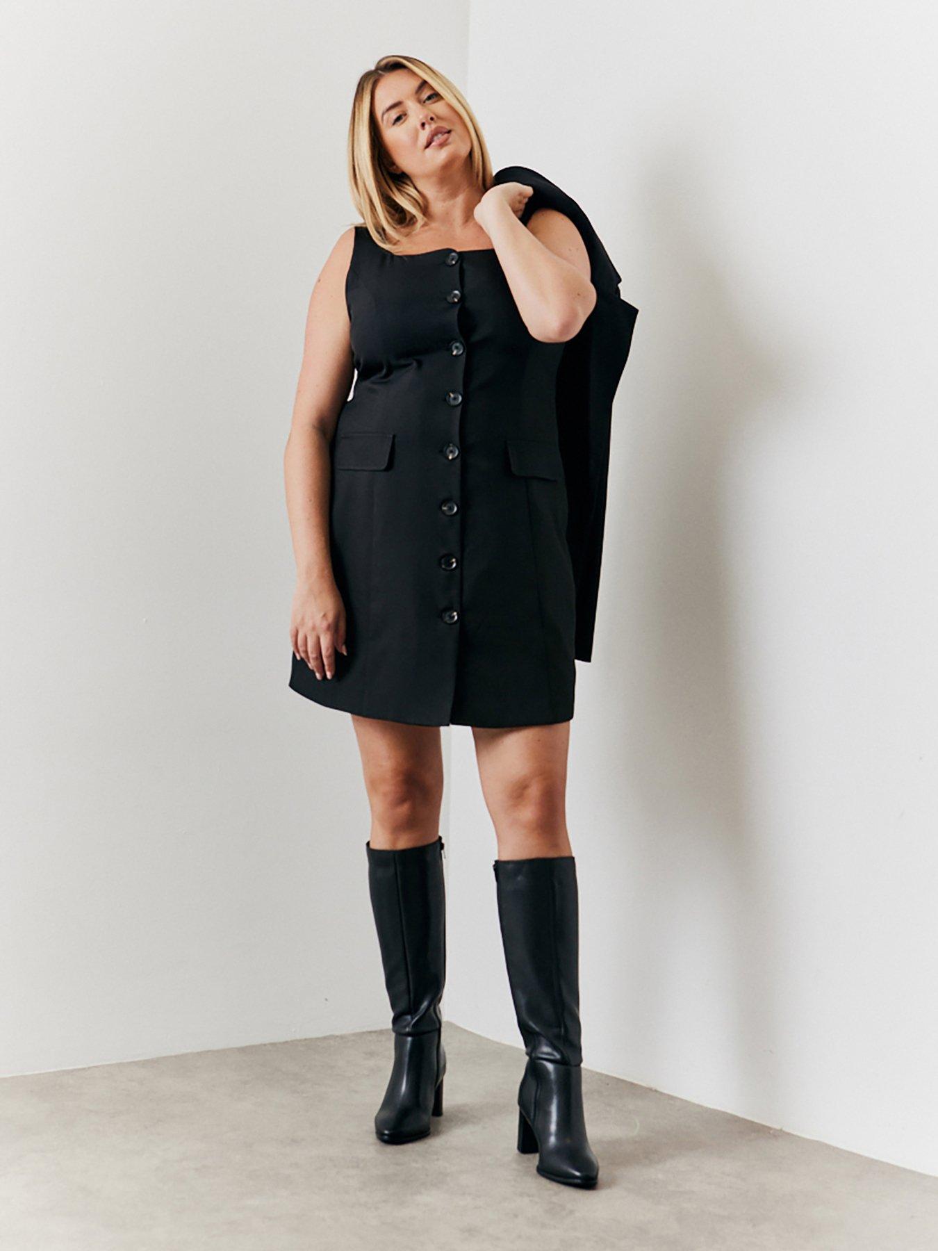 in-the-style-hannah-brown-tailored-square-neck-mini-dress-blackback