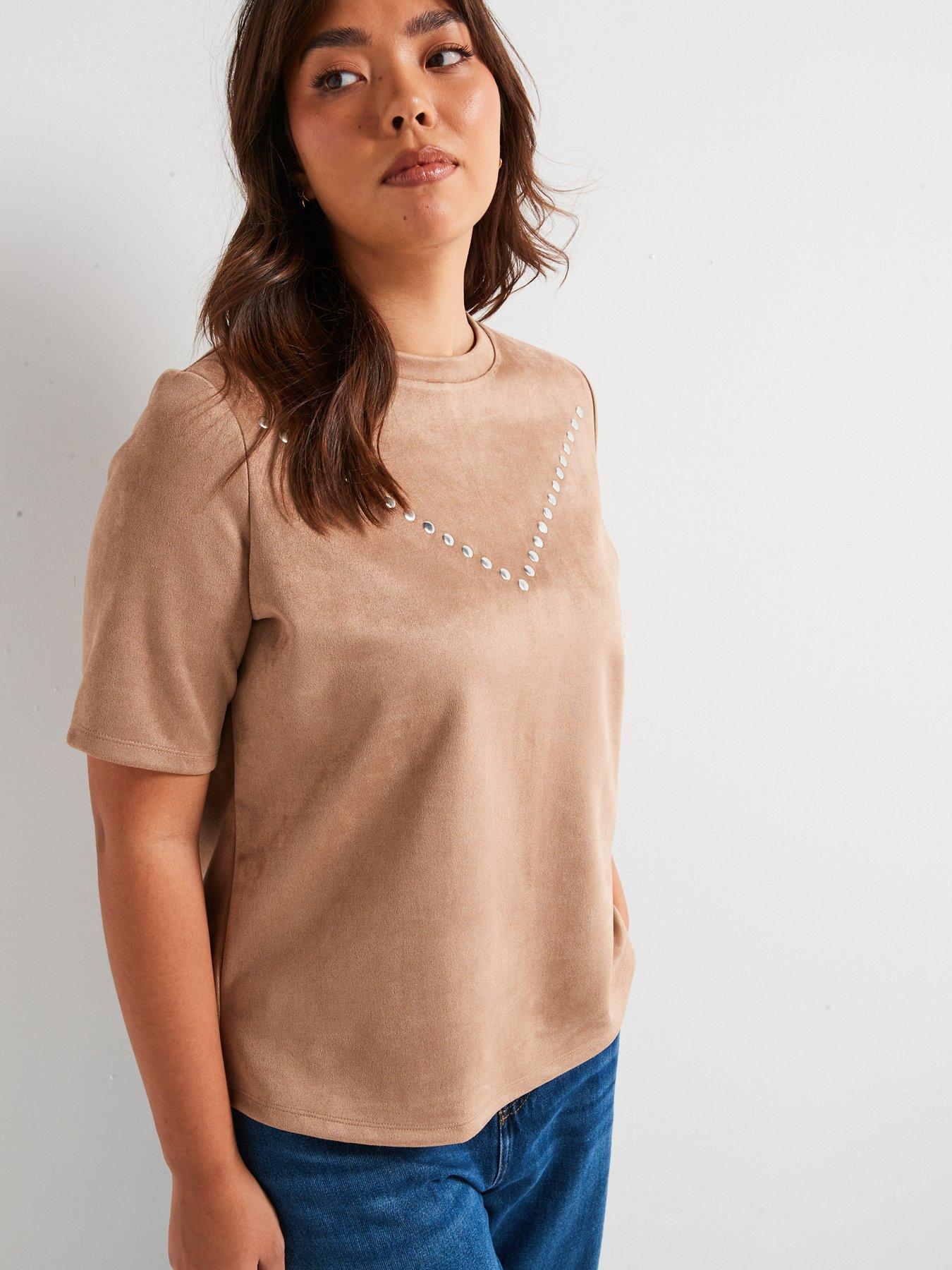 v-by-very-curve-studded-detail-suedette-top-beigedetail