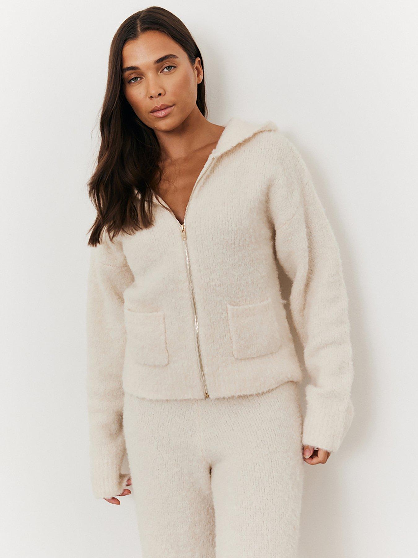 in-the-style-stacey-solomon-fluffy-knit-zip-up-hooded-co-ord-jacket-creamoutfit