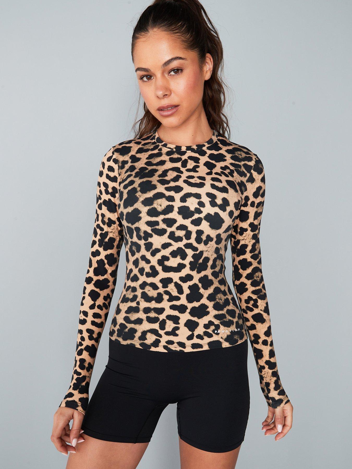 P.E Nation Womens Training Foundation Long Sleeve Top - Leopard Print