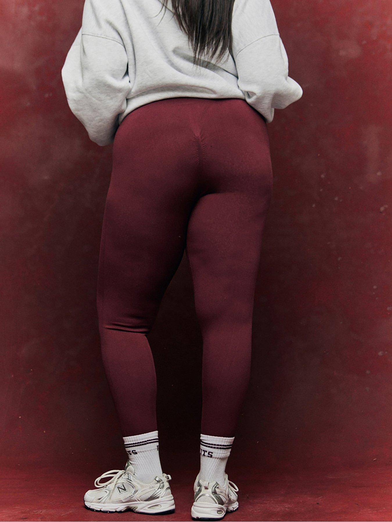 in-the-style-seamless-high-waisted-bum-scrunch-legging-burgundy-redstillFront