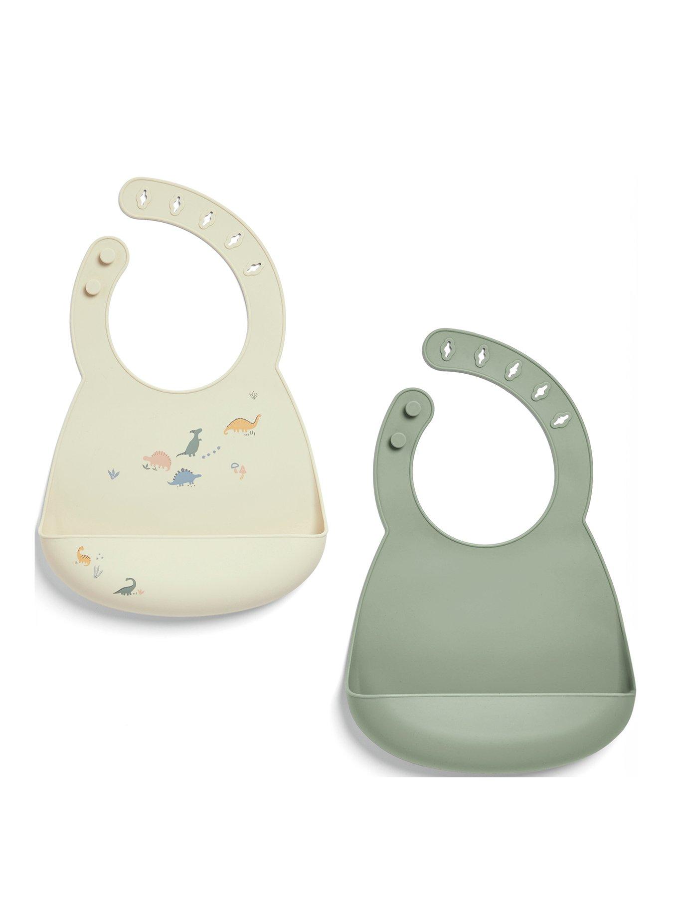 Image 2 of 6 of Mamas & Papas 2 Pack Silicone Bibs - Dino Teal