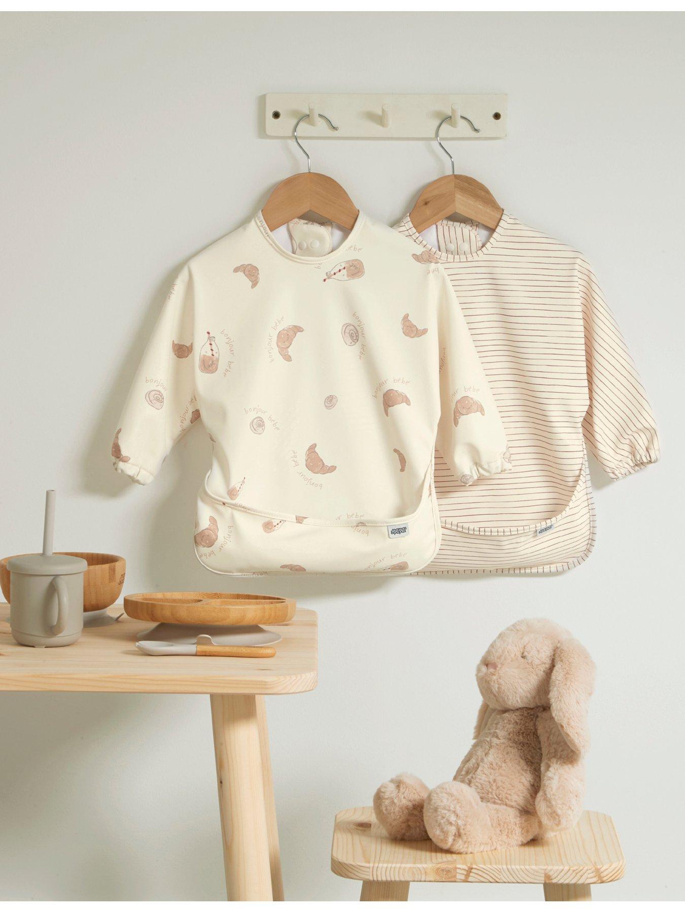 Image 1 of 7 of Mamas & Papas 2 Pack Long Sleeve Messy Bib - Bonjour Bebe
