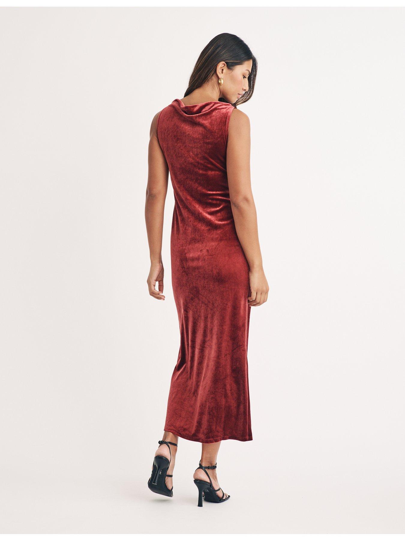 nobodys-child-jersey-velvet-camille-midi-dress-redstillFront