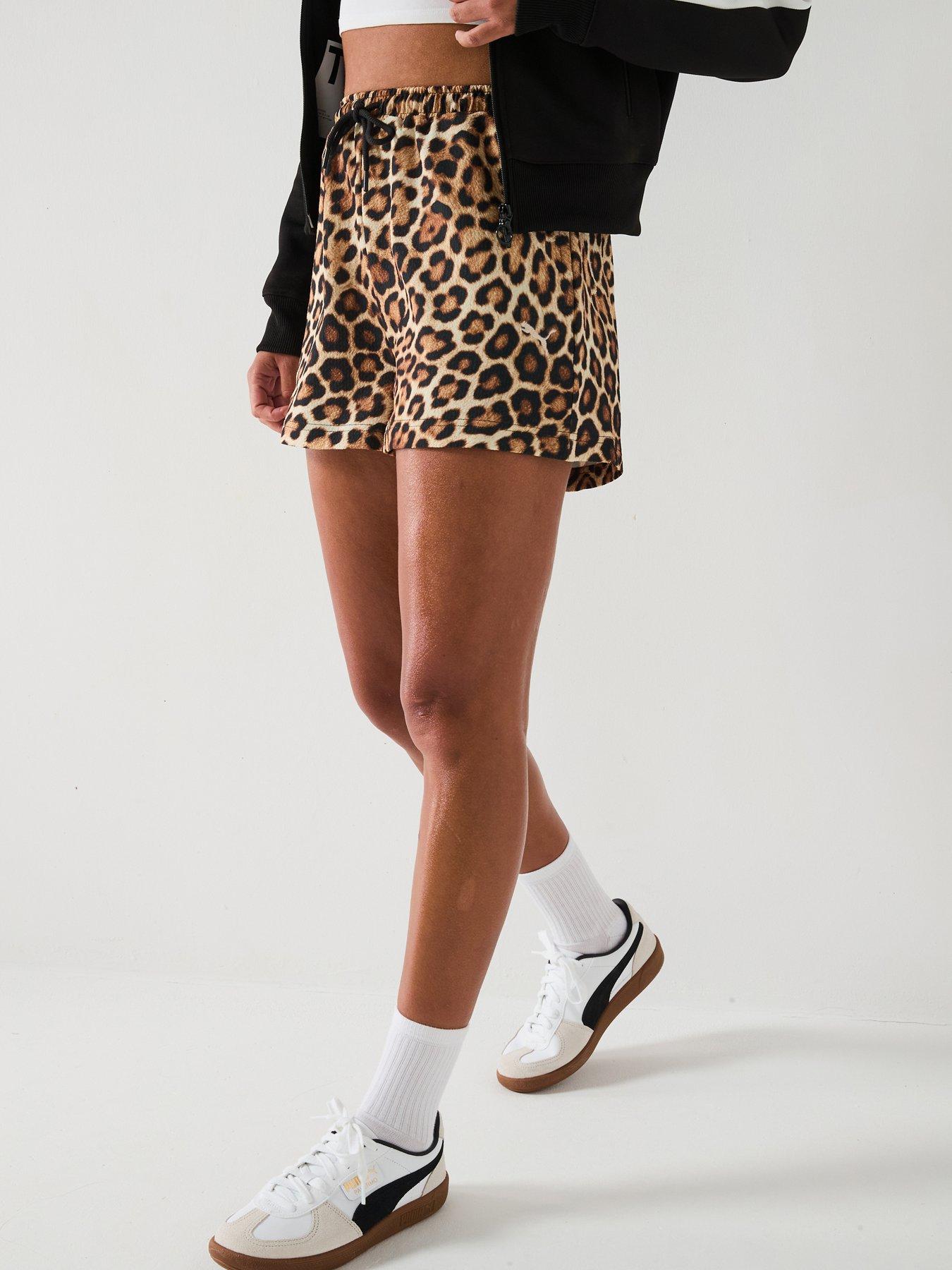 Puma Womens Wardrive Essentials Leo Luxe A-Line All Over Print Shorts