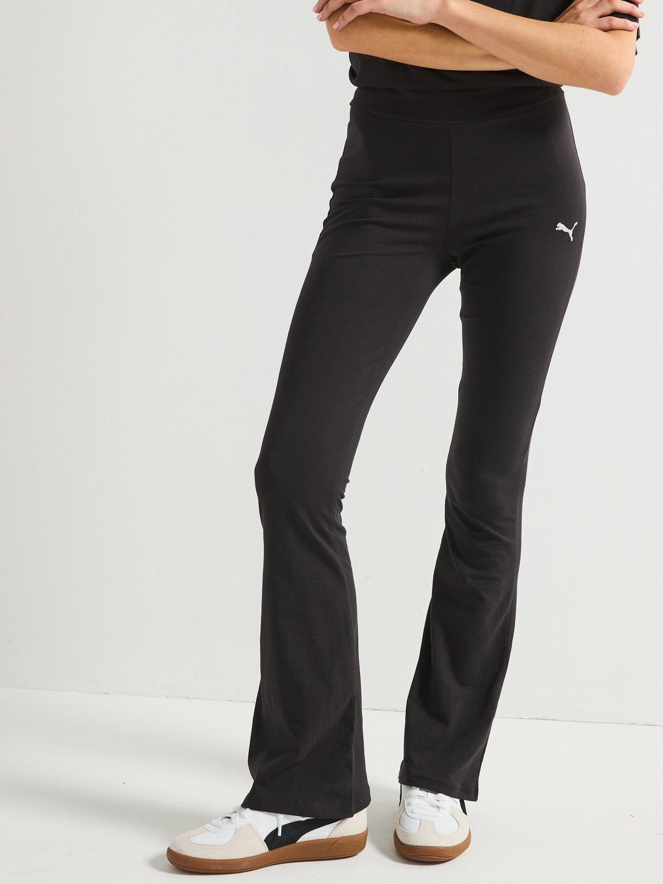 Image 1 of 6 of Puma Womens Essentials Logo High-Waist Flared Leggings - Black