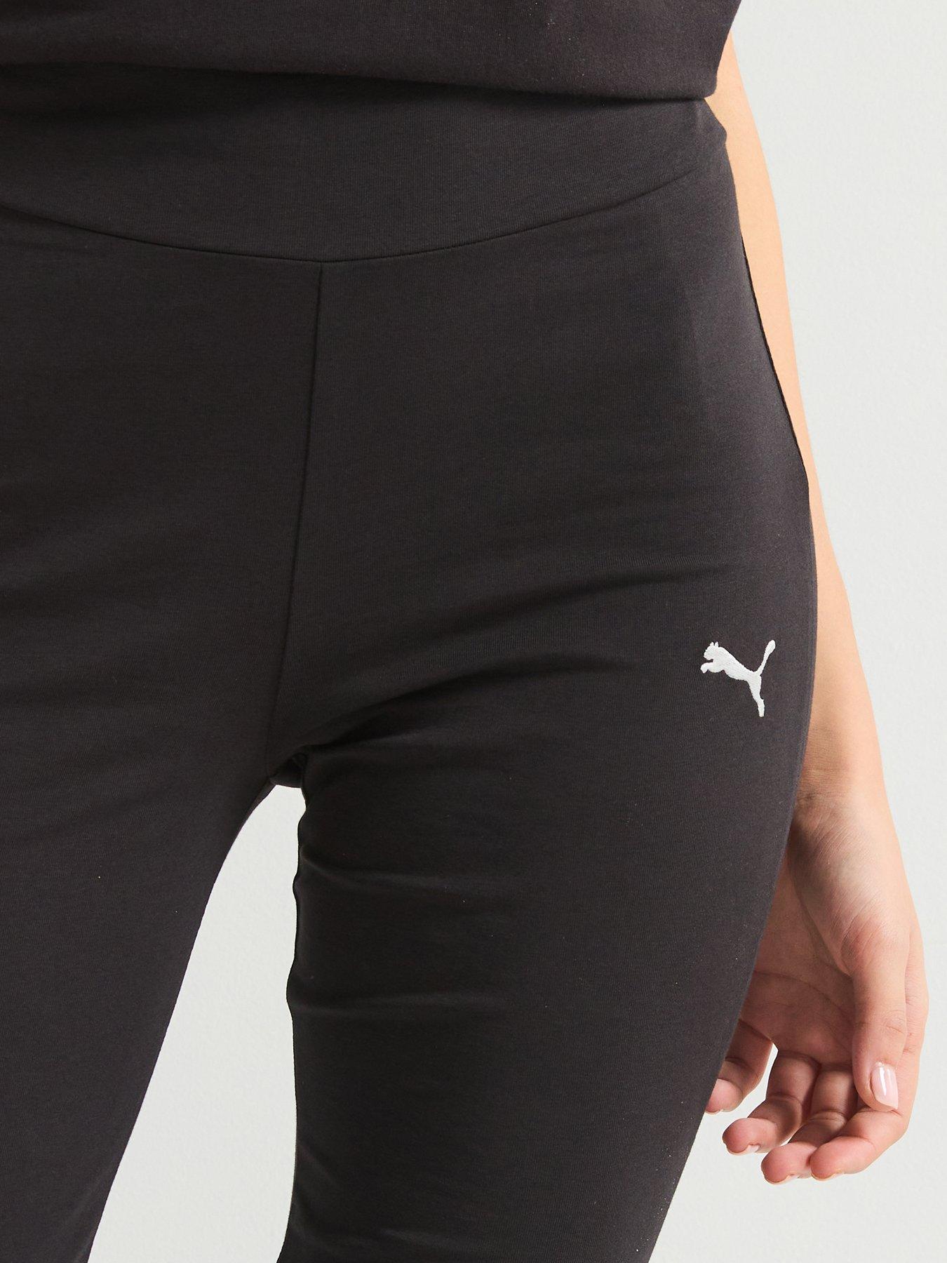 Image 5 of 6 of Puma Womens Essentials Logo High-Waist Flared Leggings - Black