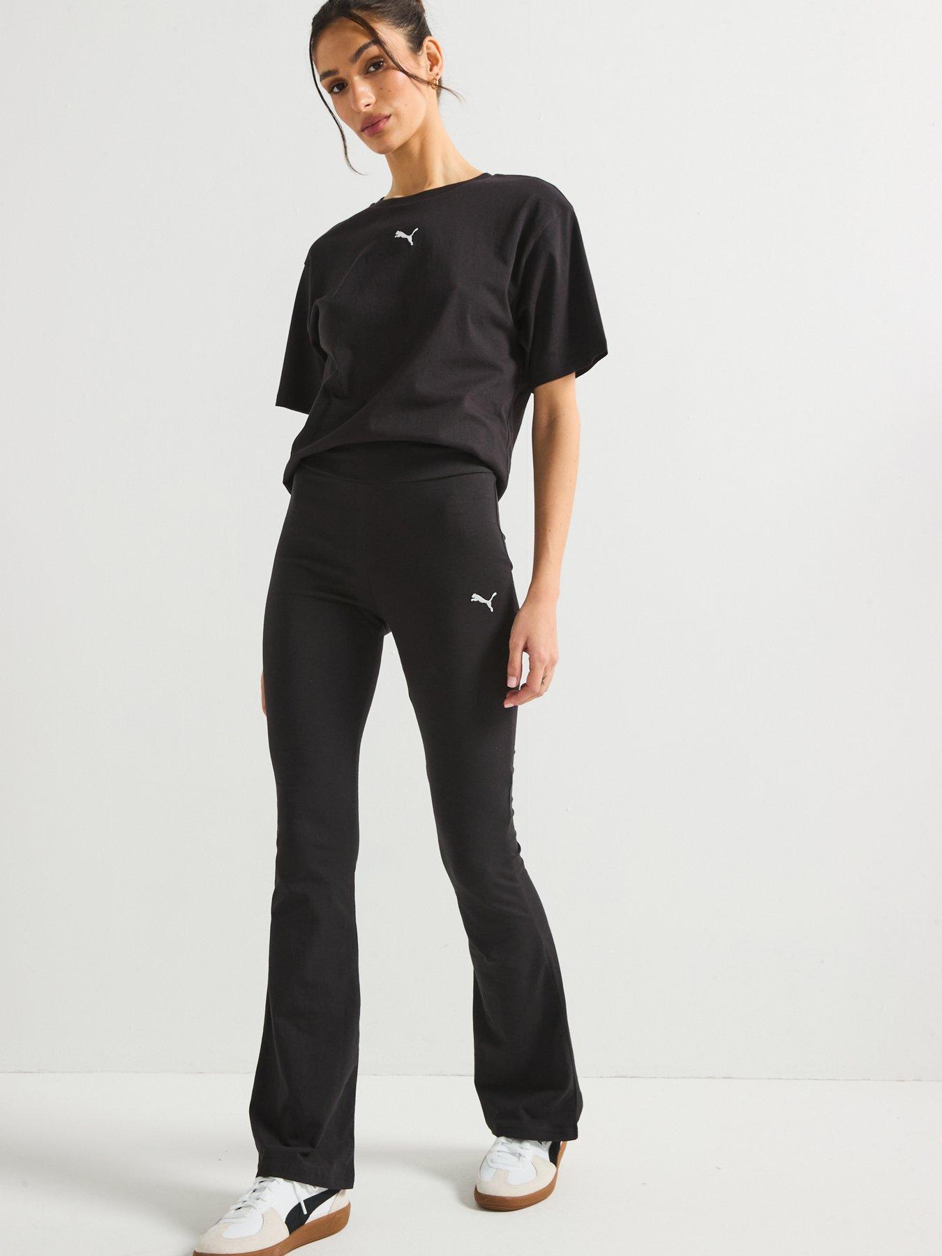 Image 6 of 6 of Puma Womens Essentials Logo High-Waist Flared Leggings - Black