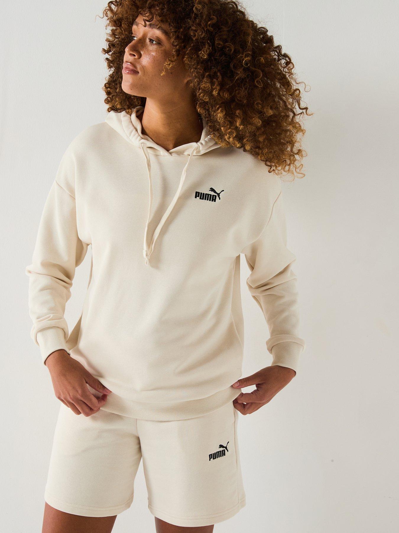 Image of Puma Womens Short Hooded Sweat Suit 7 - Grey - Beige