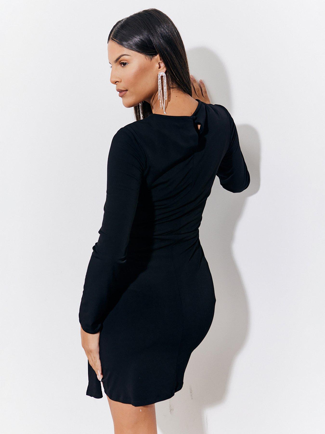 in-the-style-jac-jossa-drape-detail-long-sleeve-sculpting-mini-dress-blackstillFront