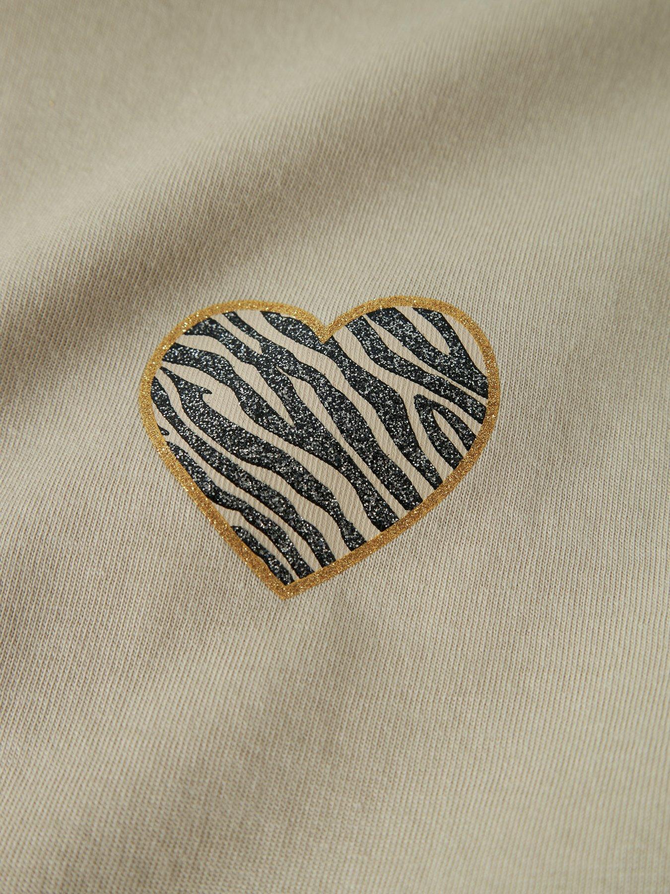 Image 3 of 3 of Name It Girls Zebra Heart Print Short Sleeve Tshirt - Cement