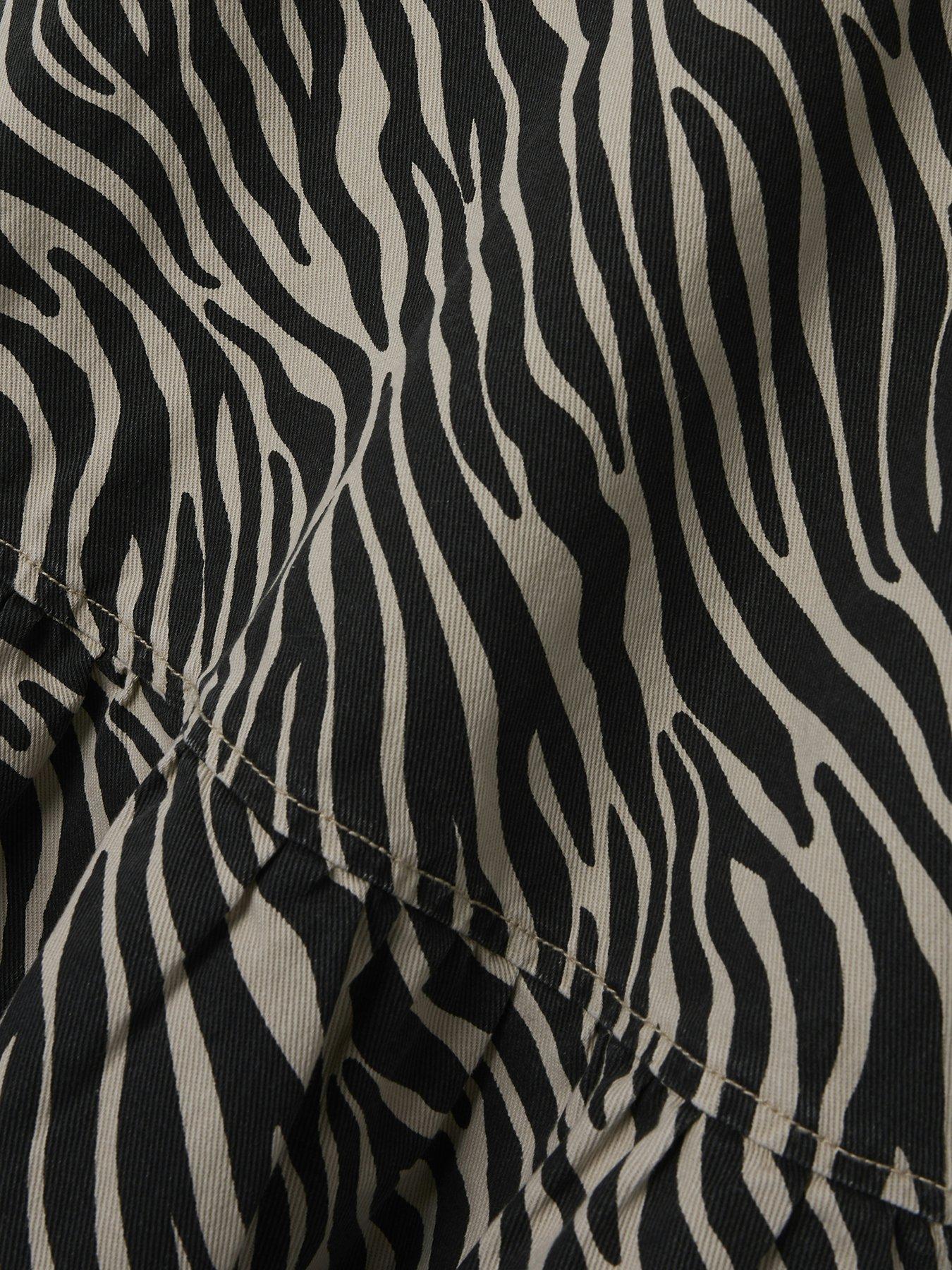 Image 4 of 4 of Name It Girls Zebra Print Drop Waist Dress - Black