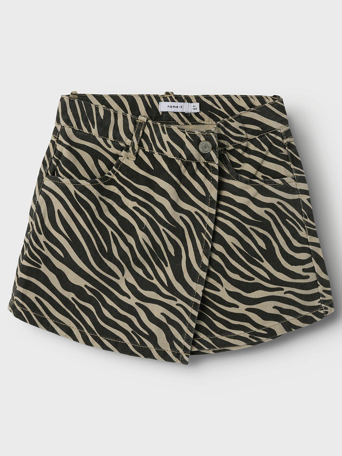 Image 2 of 3 of Name It Girls Zebra Print Skort - Black