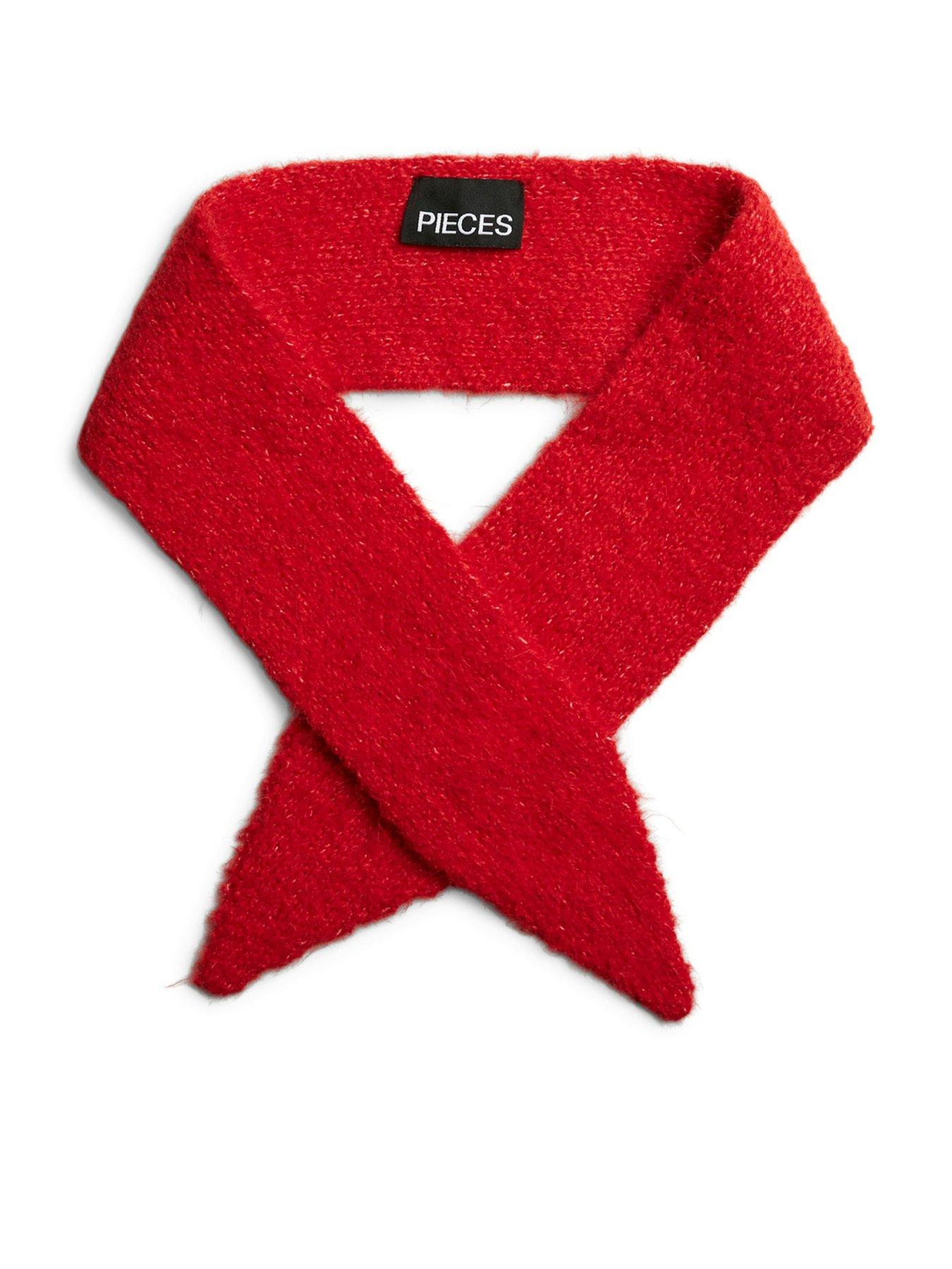 pieces-small-knit-scarf-red