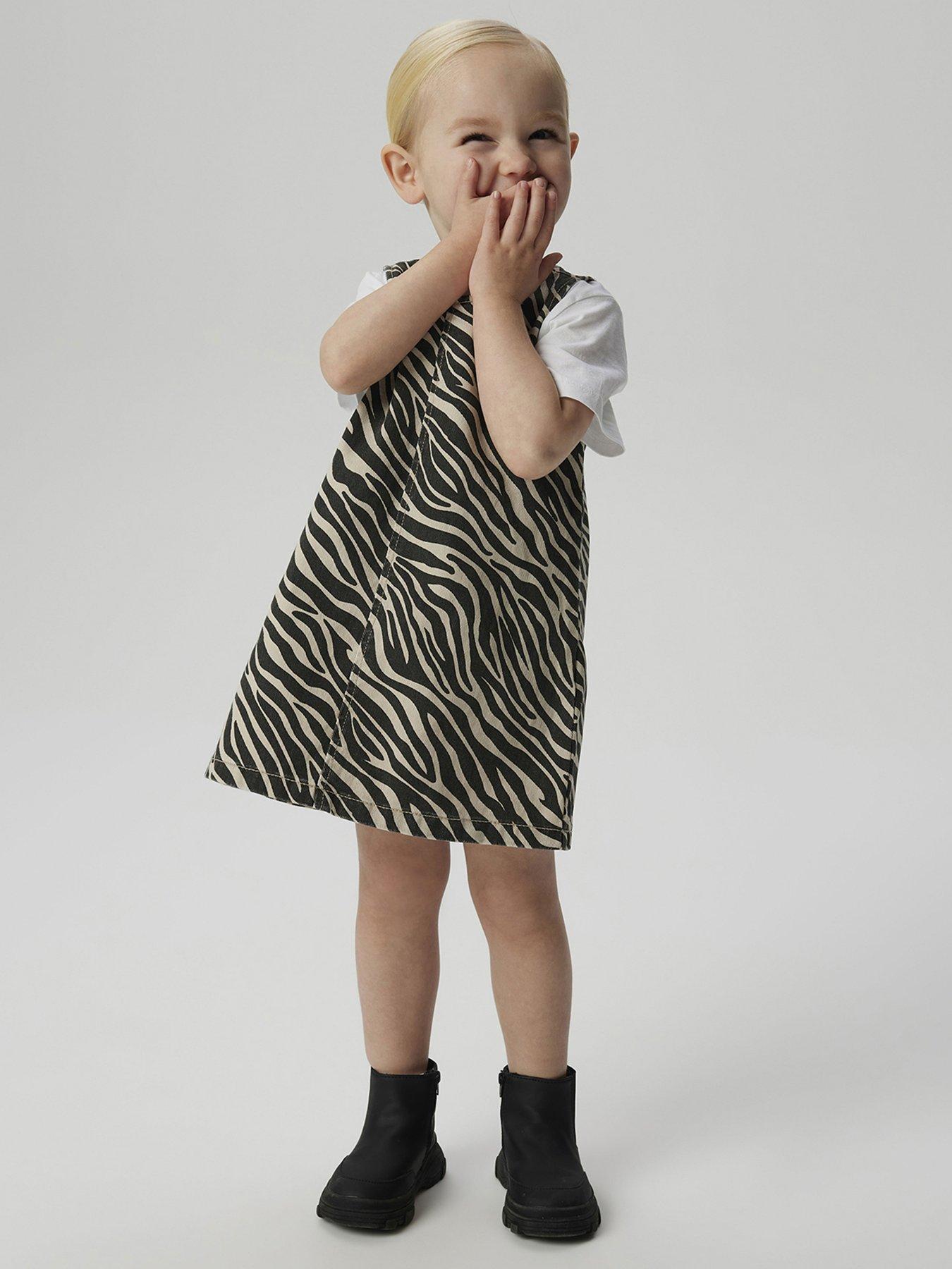 Image 1 of 3 of Name It Mini Girls Zebra Print Dress - Black