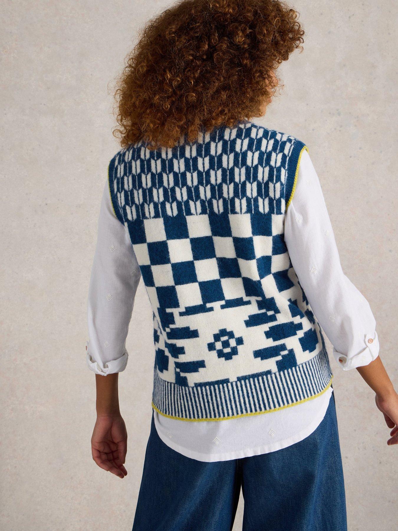 Image 2 of 5 of White Stuff Geo Mix Button Tank - Blue