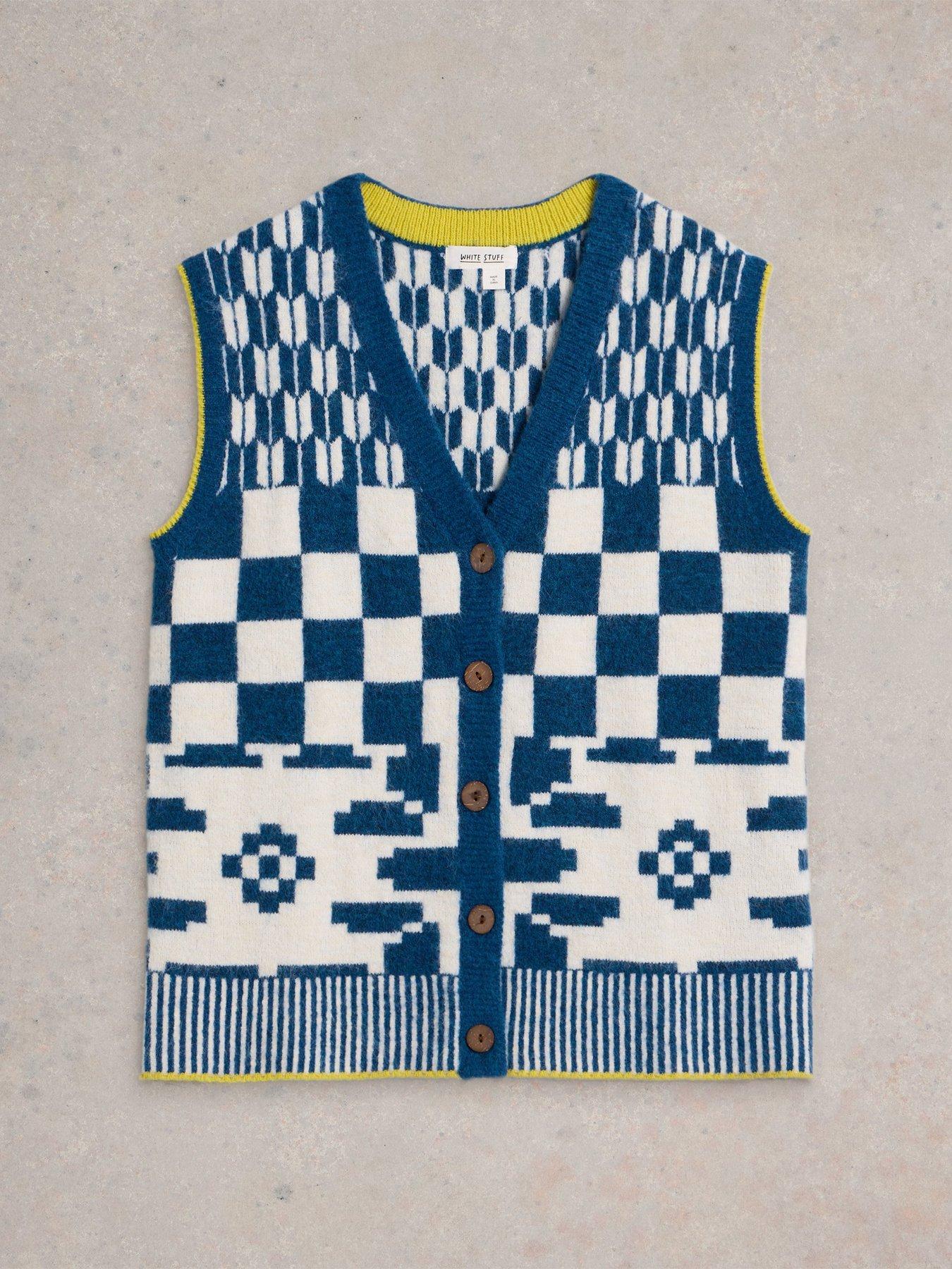 Image 3 of 5 of White Stuff Geo Mix Button Tank - Blue