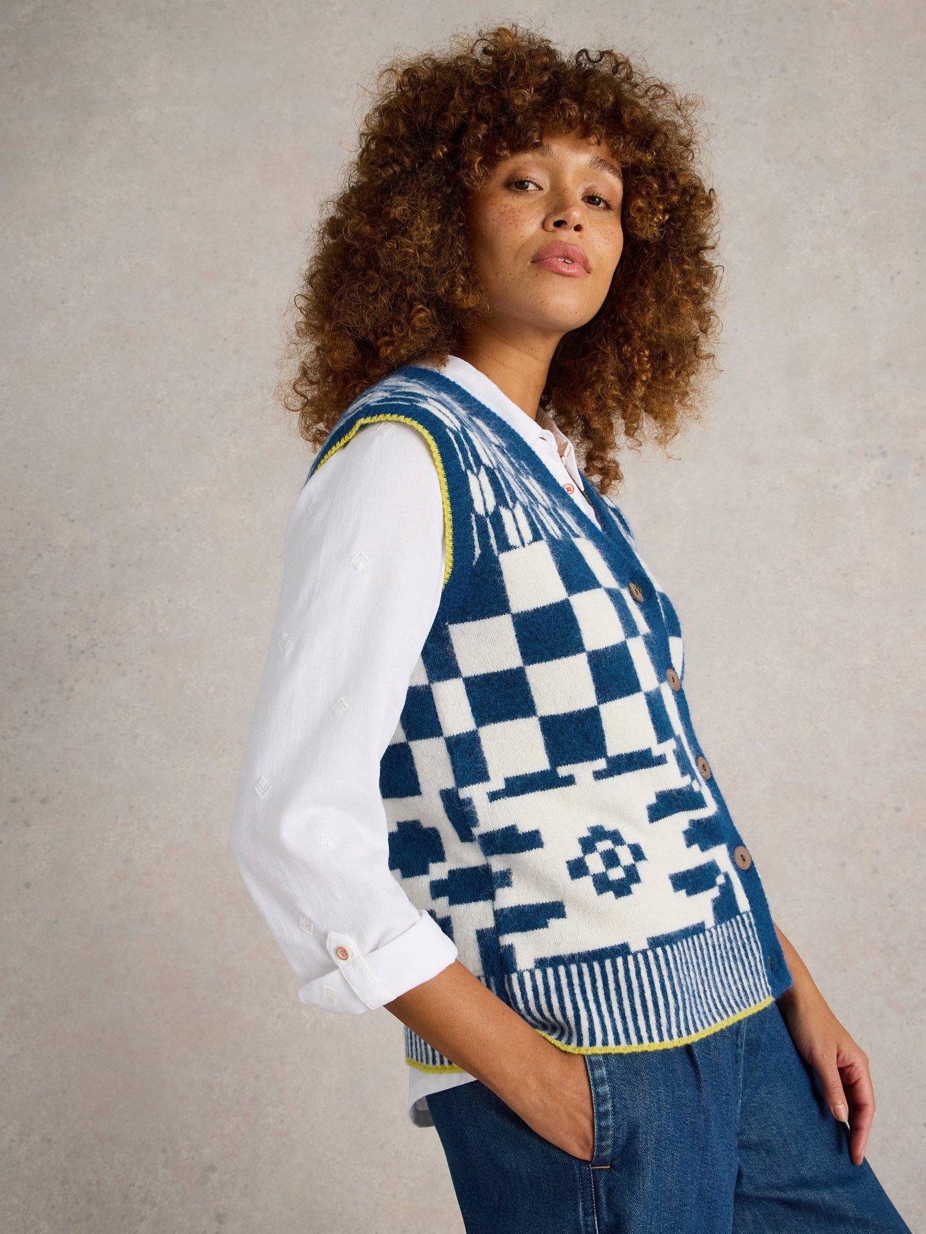 Image 5 of 5 of White Stuff Geo Mix Button Tank - Blue