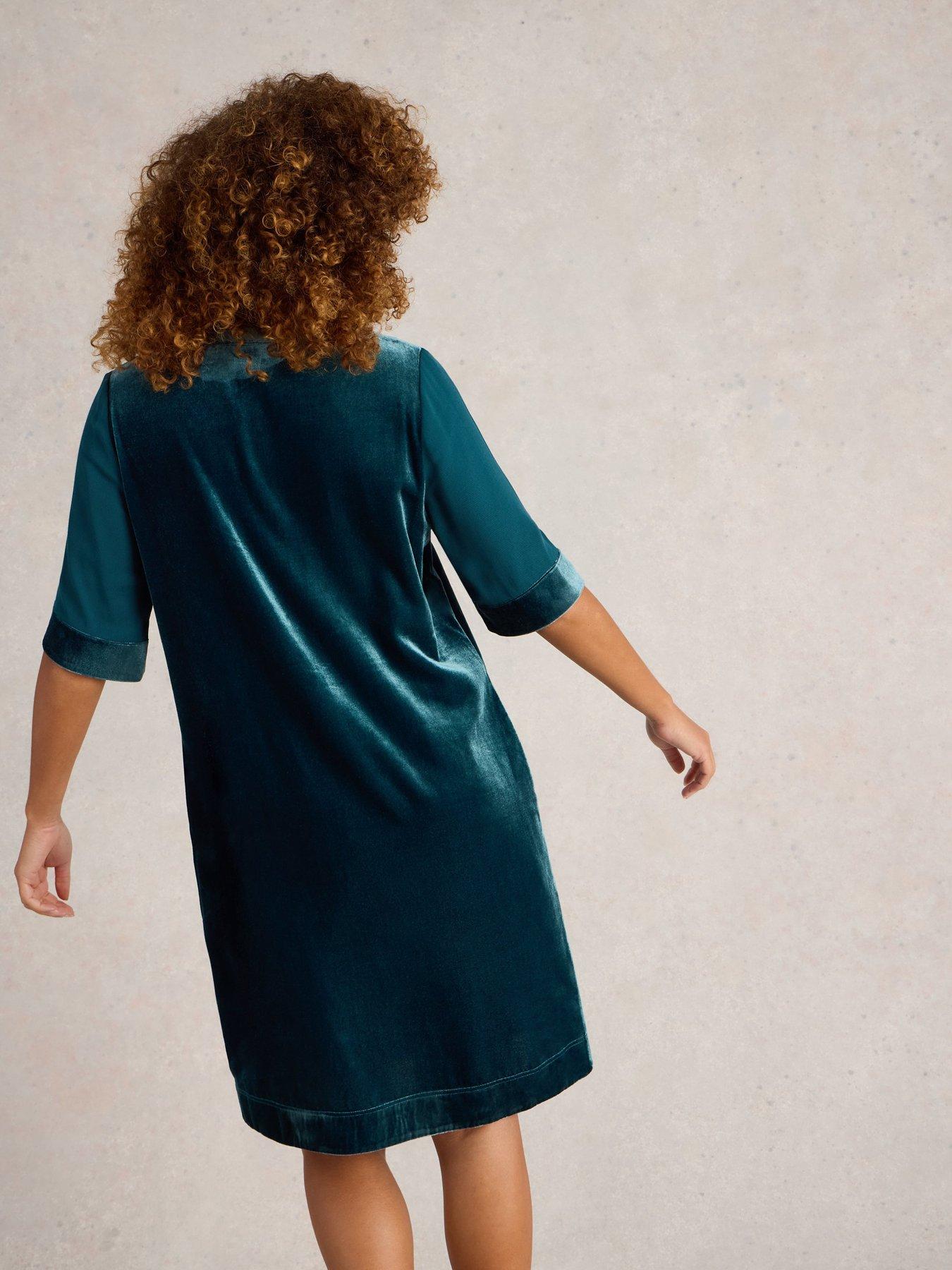 white-stuff-ash-velvet-mix-dress-greenstillFront