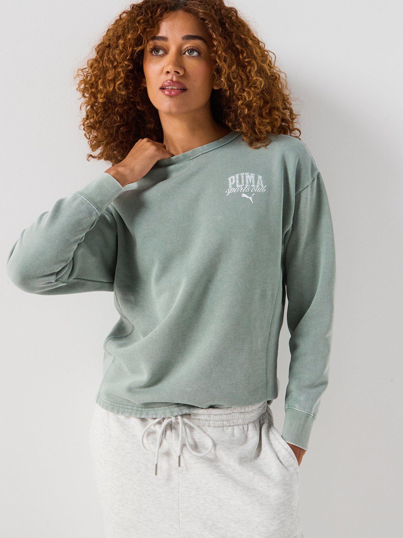 Puma Womens Class Washed Crew Fleece - Green