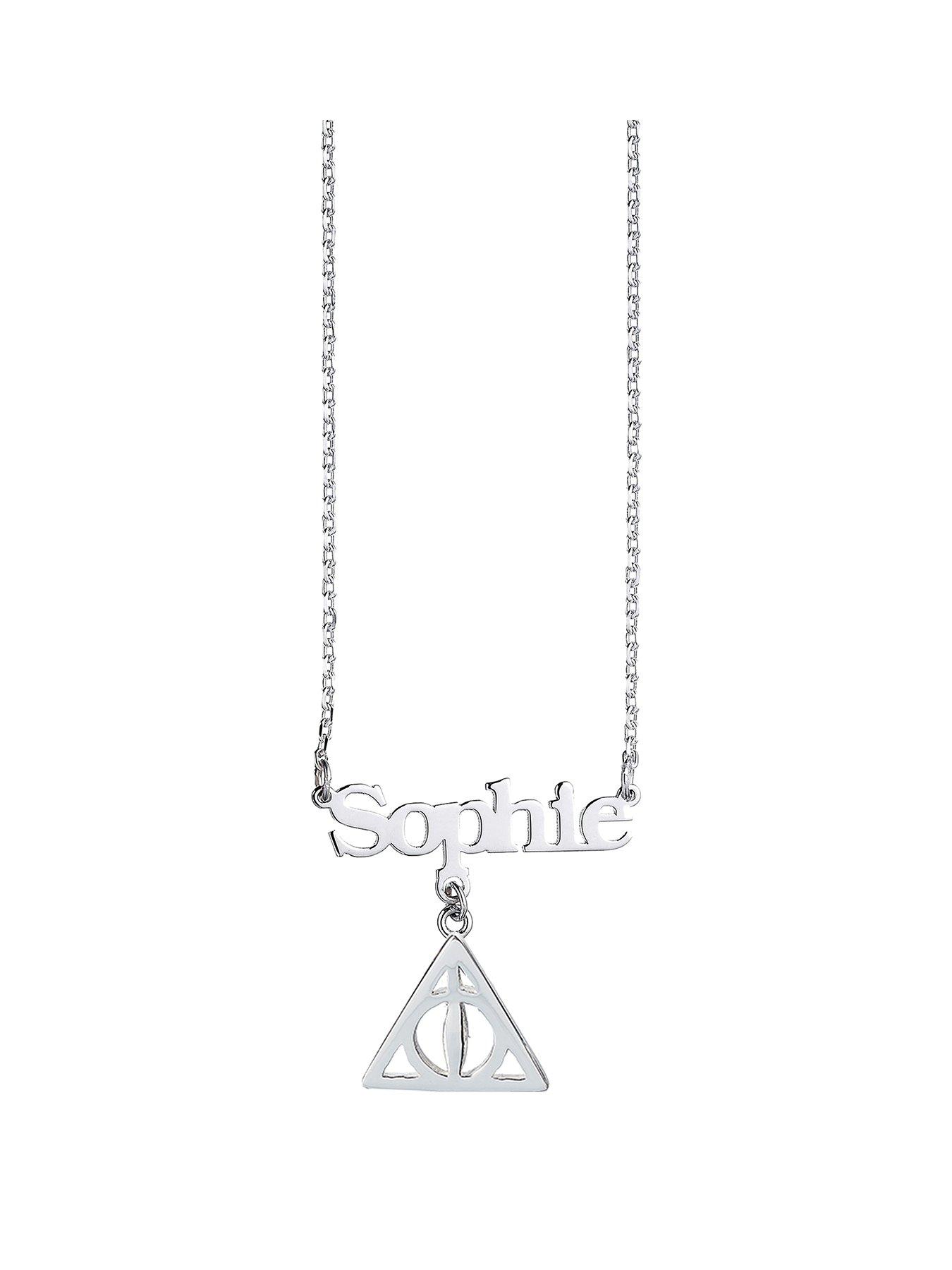 undefined Harry Potter Sterling Silver Personalised Necklace with Deathly Hallows Charm